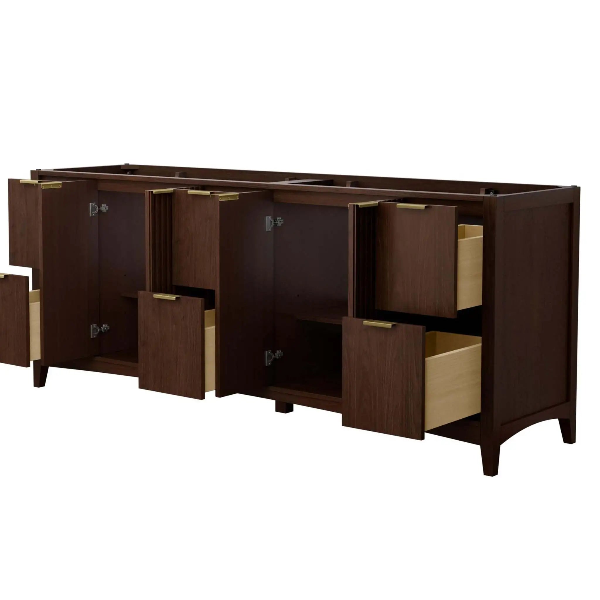 84" Palmilla Double Bathroom Vanity in Dark Walnut with Brushed Gold Trim by Wyndham