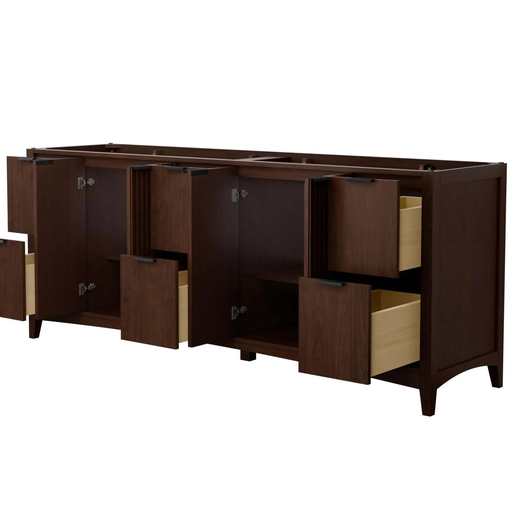 84" Palmilla Double Bathroom Vanity in Dark Walnut with Matte Black Trim by Wyndham