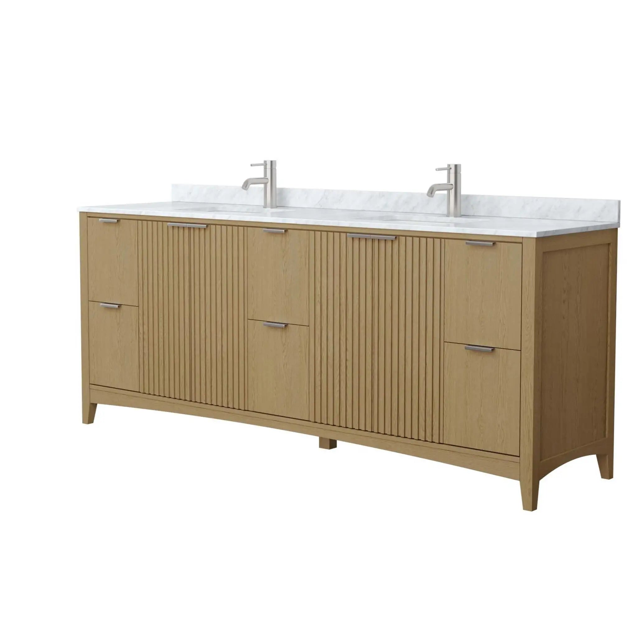 84" Palmilla Double Bathroom Vanity in Natural Oak with Brushed Nickel Trim by Wyndham