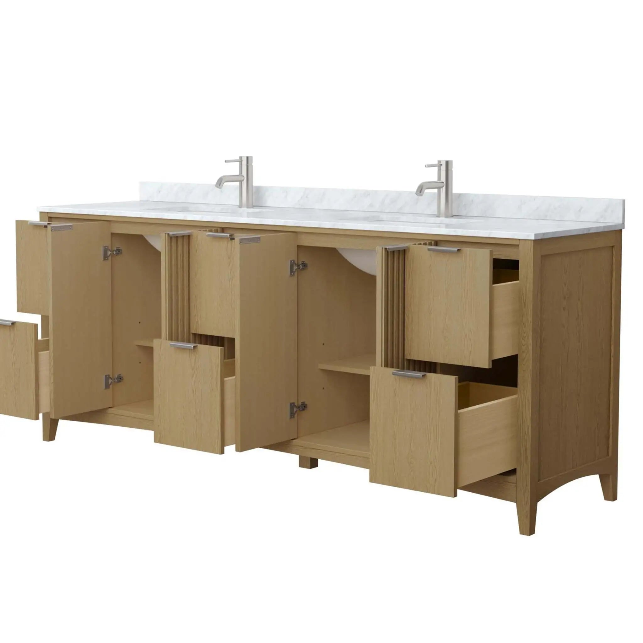 84" Palmilla Double Bathroom Vanity in Natural Oak with Brushed Nickel Trim by Wyndham