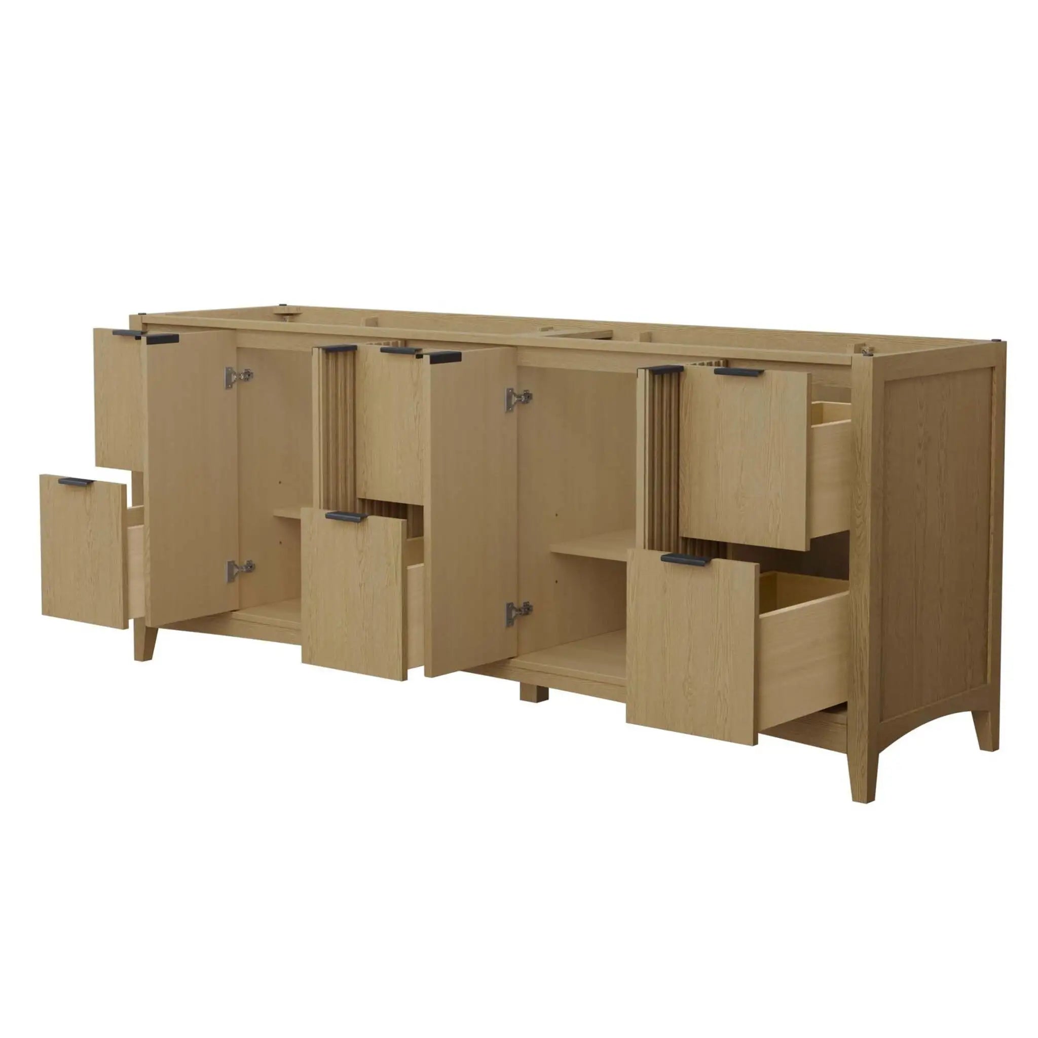 84" Palmilla Double Bathroom Vanity in Natural Oak with Matte Black Trim by Wyndham