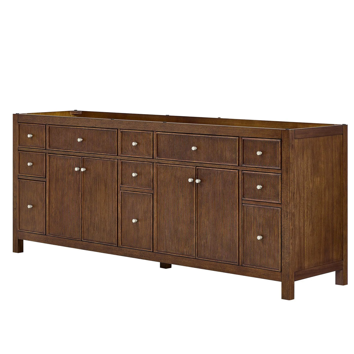 84" Pendry Double Bathroom Vanity Dark Walnut Brushed Nickel Trim by wyndham View 36
