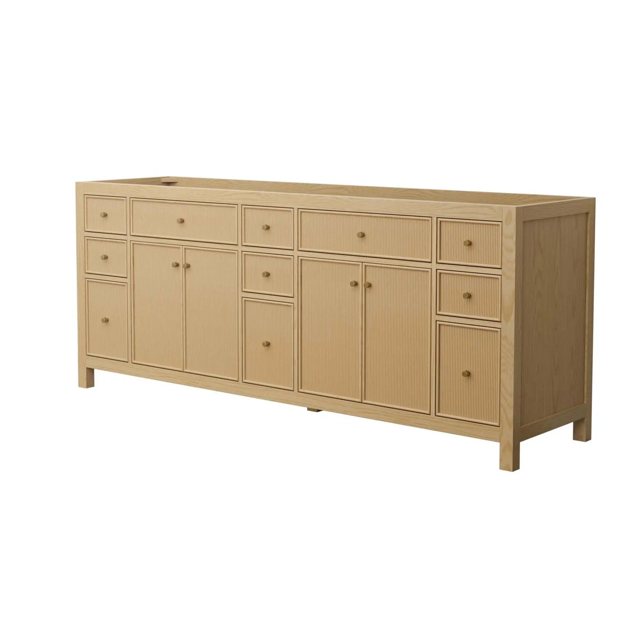 84" Pendry Double Bathroom Vanity in Tanned Oak with Brushed Gold Trim by Wyndham