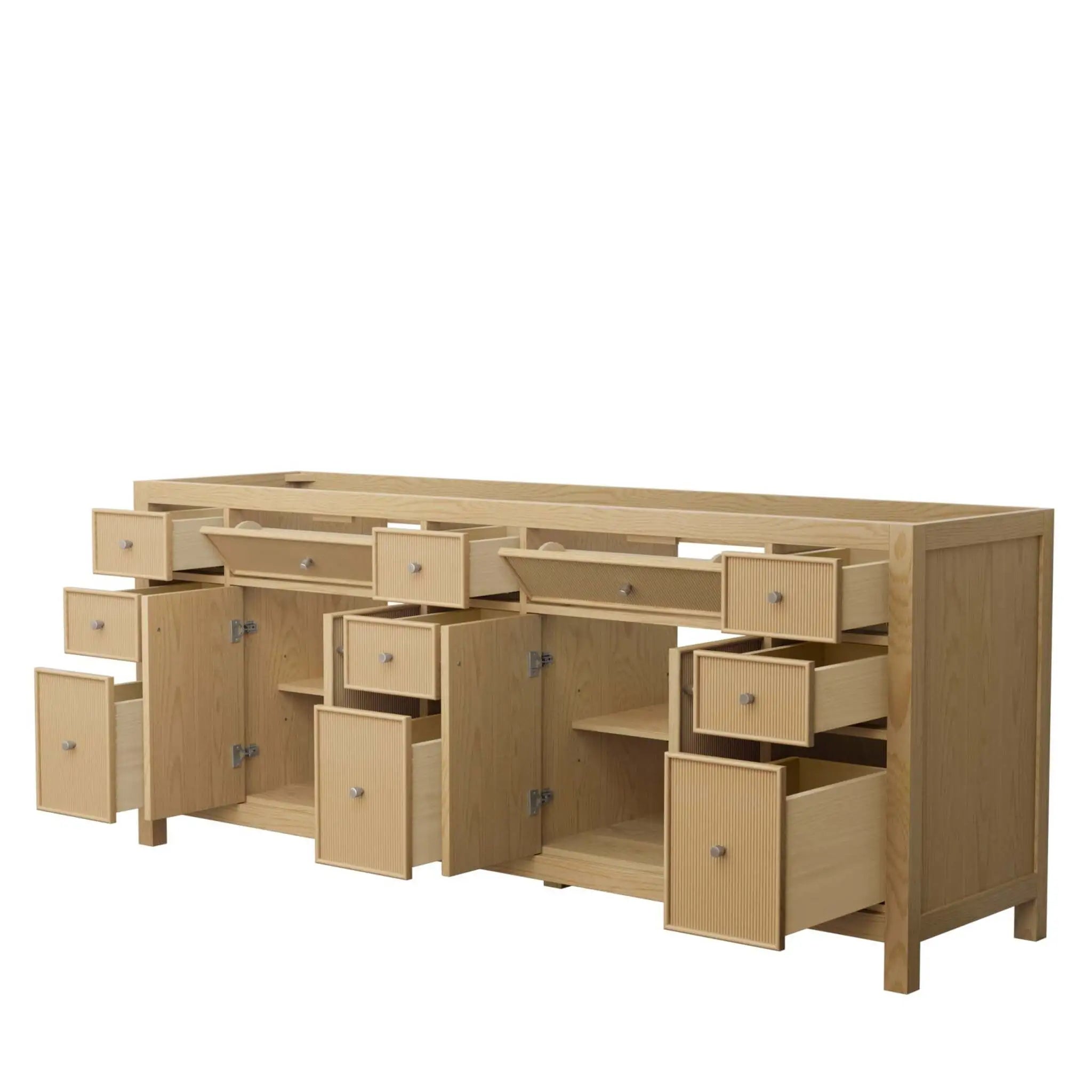 84" Pendry Double Bathroom Vanity in Tanned Oak with Brushed Nickel Trim by Wyndham