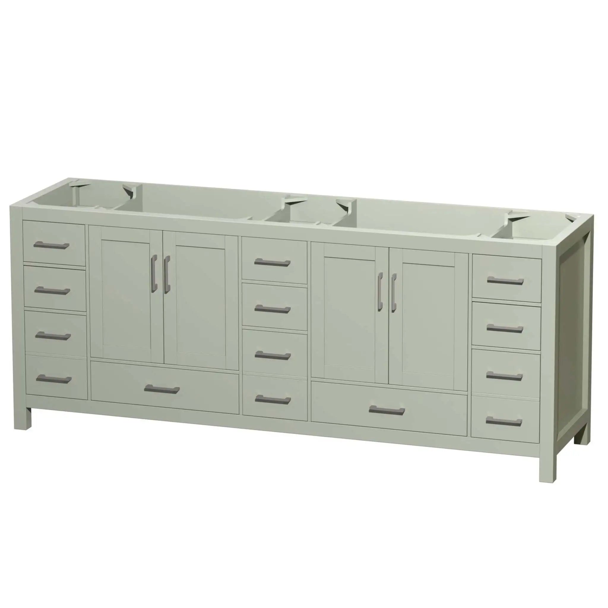 84" Sheffield 84 inch Double Bathroom Vanity in Light Green with Brushed Nickel Trim by Wyndham