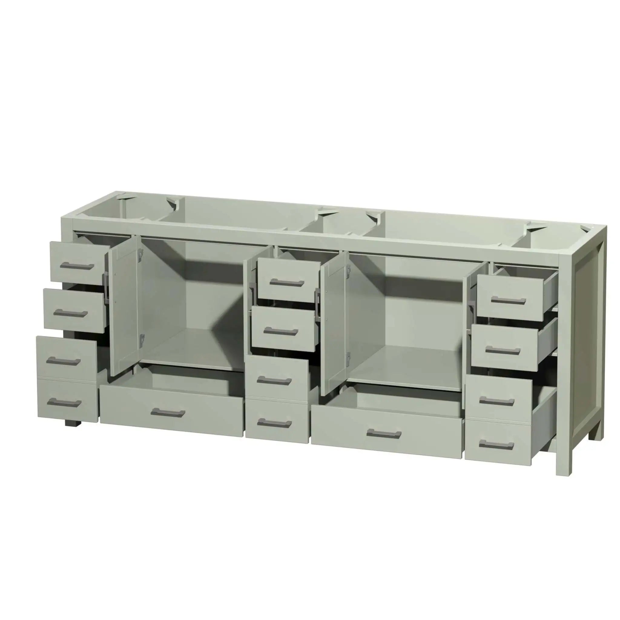 84" Sheffield 84 inch Double Bathroom Vanity in Light Green with Brushed Nickel Trim by Wyndham