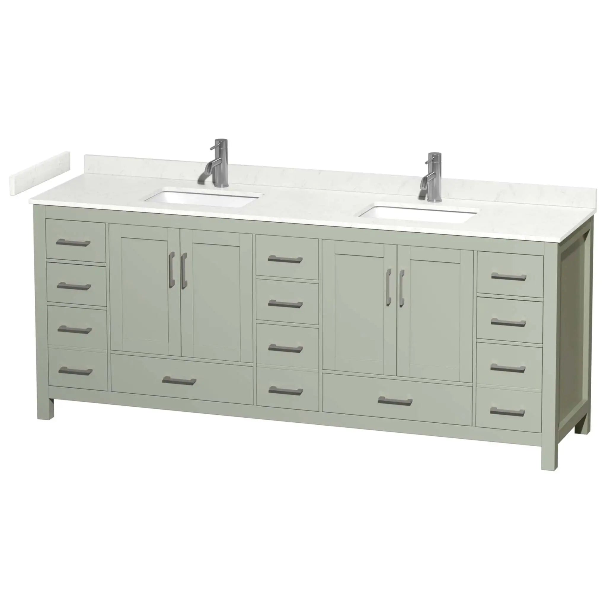 84" Sheffield 84 inch Double Bathroom Vanity in Light Green with Brushed Nickel Trim by Wyndham
