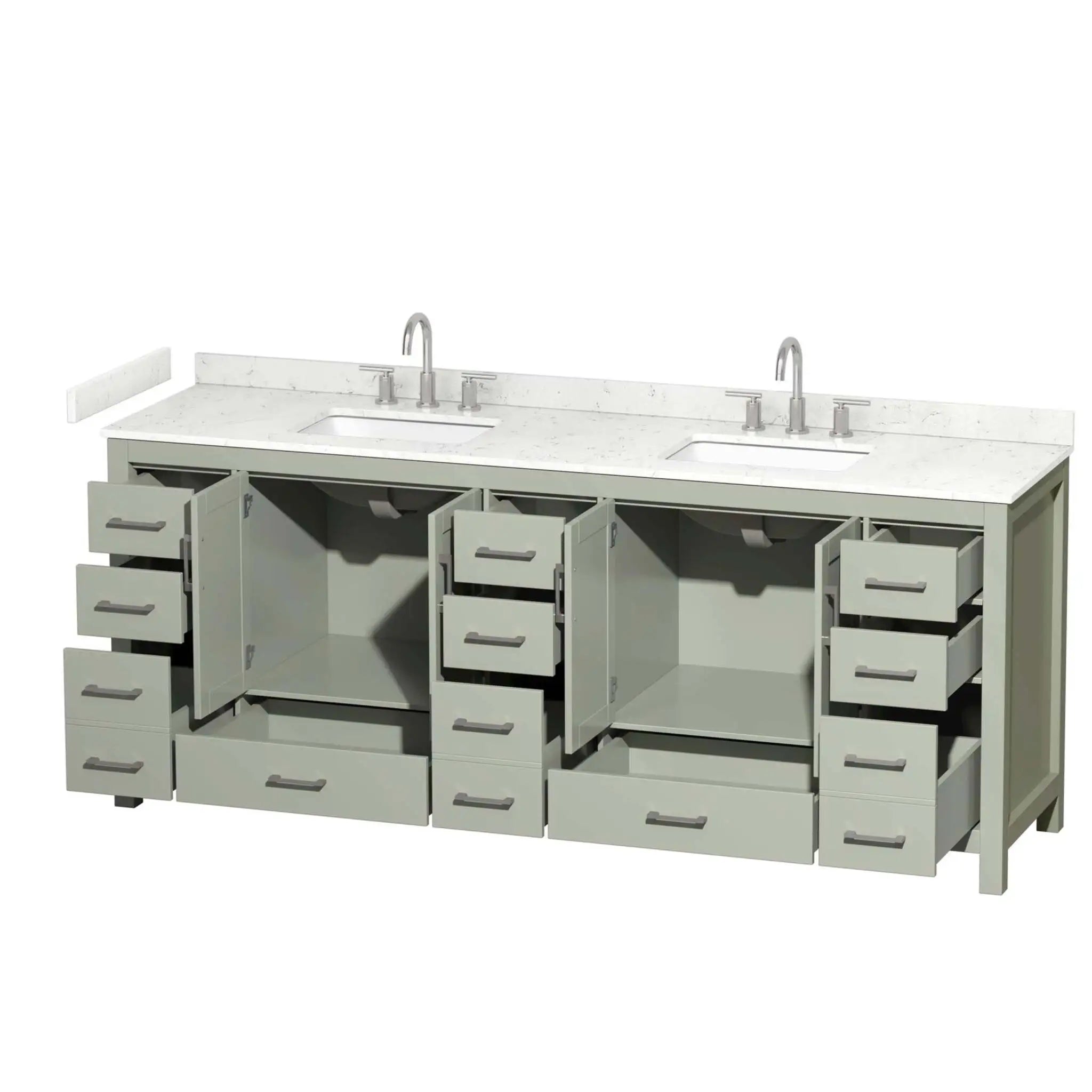 84" Sheffield 84 inch Double Bathroom Vanity in Light Green with Brushed Nickel Trim by Wyndham