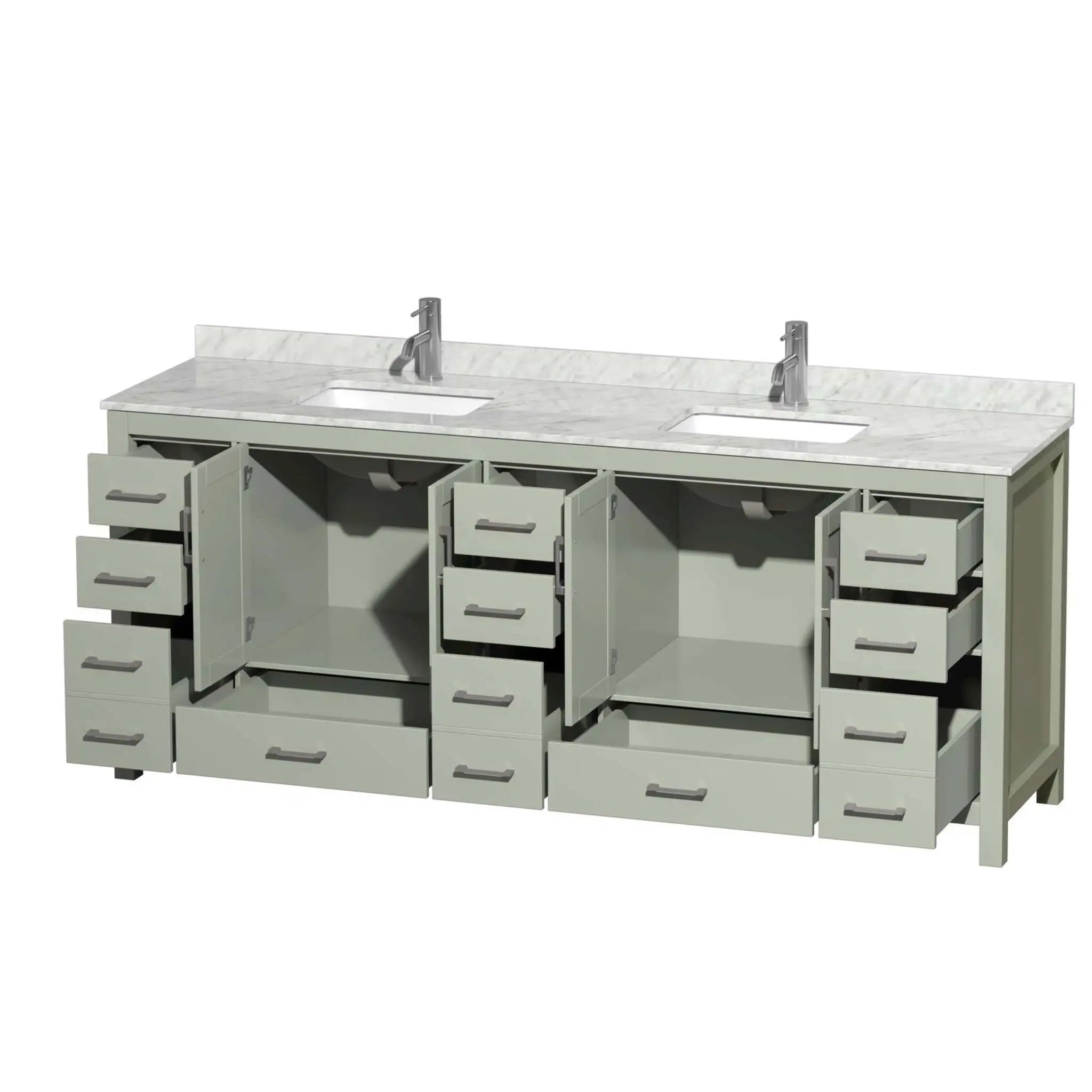 84" Sheffield 84 inch Double Bathroom Vanity in Light Green with Brushed Nickel Trim by Wyndham