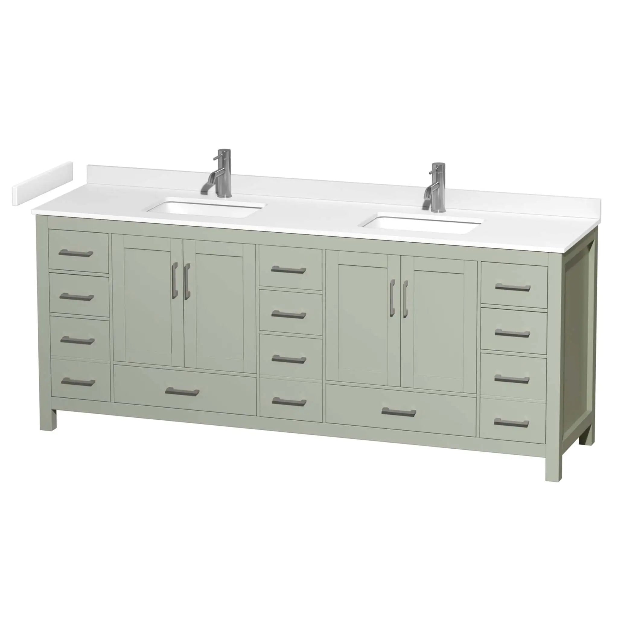 84" Sheffield 84 inch Double Bathroom Vanity in Light Green with Brushed Nickel Trim by Wyndham