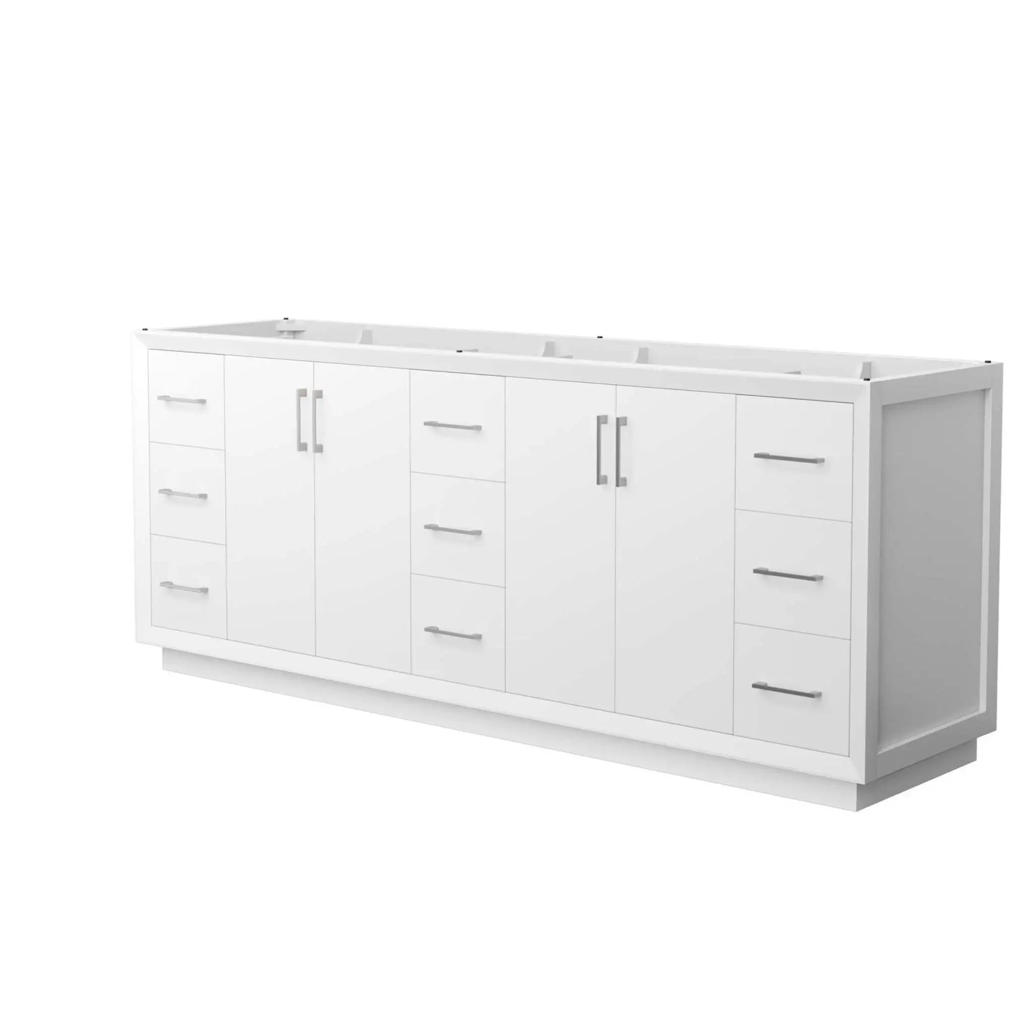 84" Strada Double Bathroom Vanity in White with Brushed Nickel Trim by Wyndham