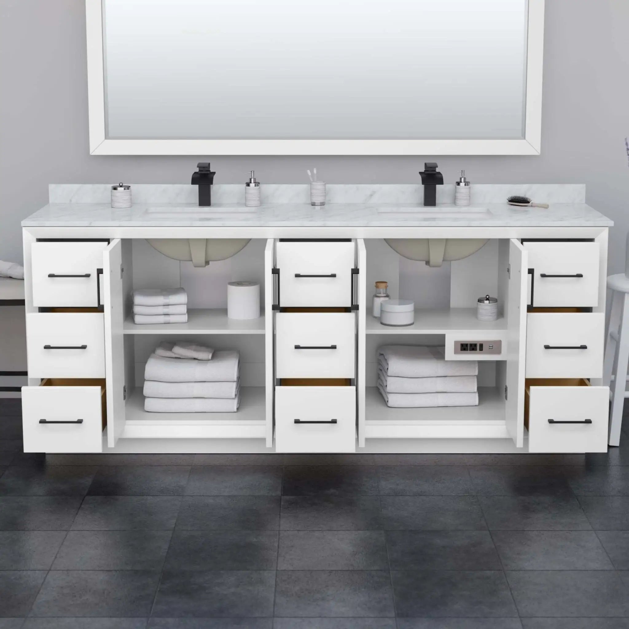 84-strada-double-bathroom-vanity-in-white-with-satin-bronze-trim-70-mirror-white-cultured-marble-3-hole image 50