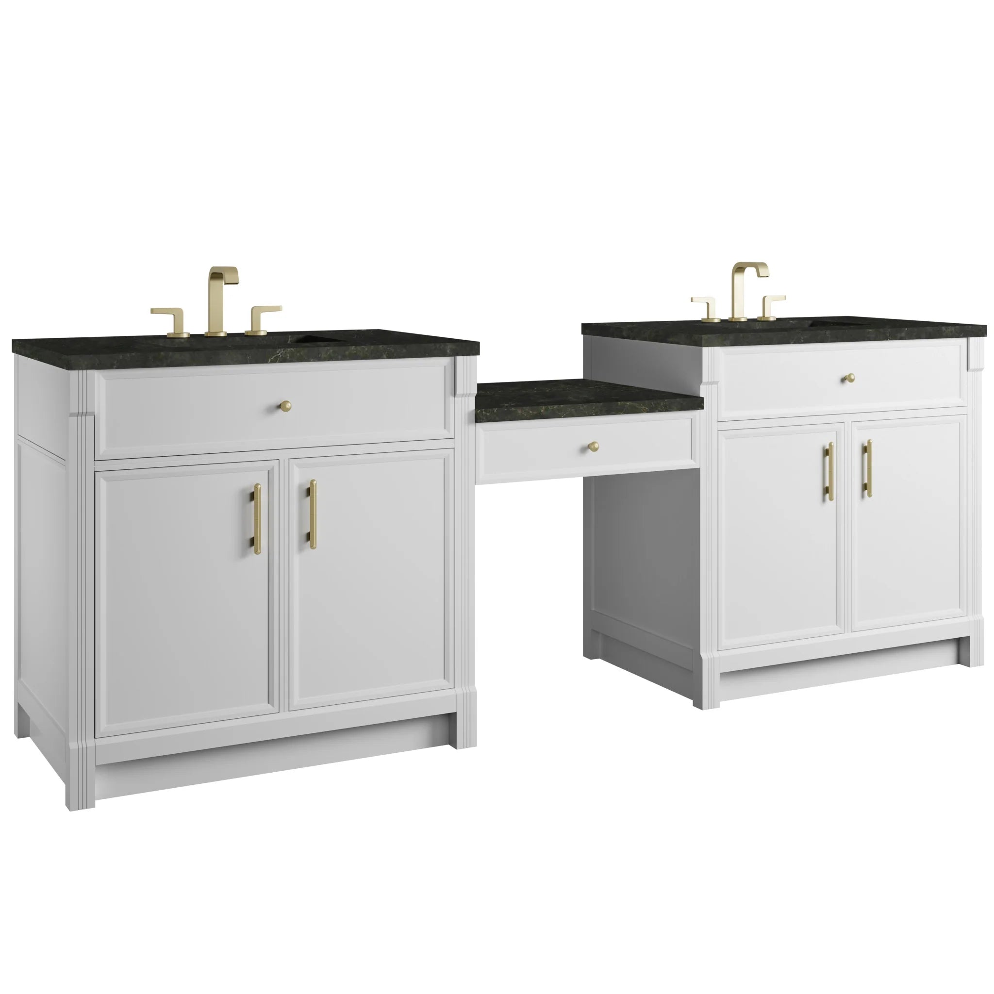 96" Bellshire Dual Vanity in Bright White with 24" Make-Up Counter by James Martin Vanities-Phantome Eclos 4