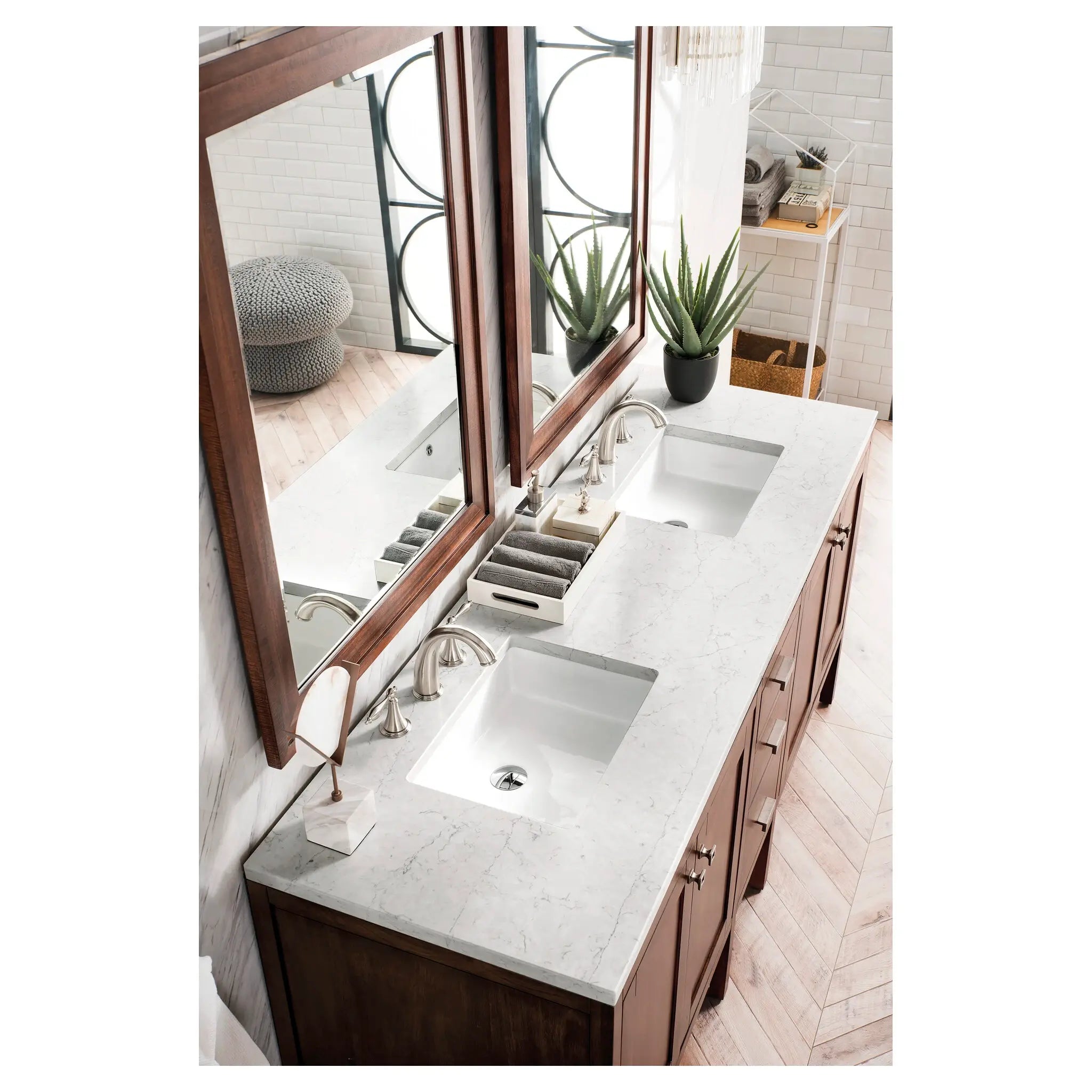Addison 72 Double Vanity In Mid Century Acacia Standard Eternal Jasmine Pearl Silestone 8 Widespread 3