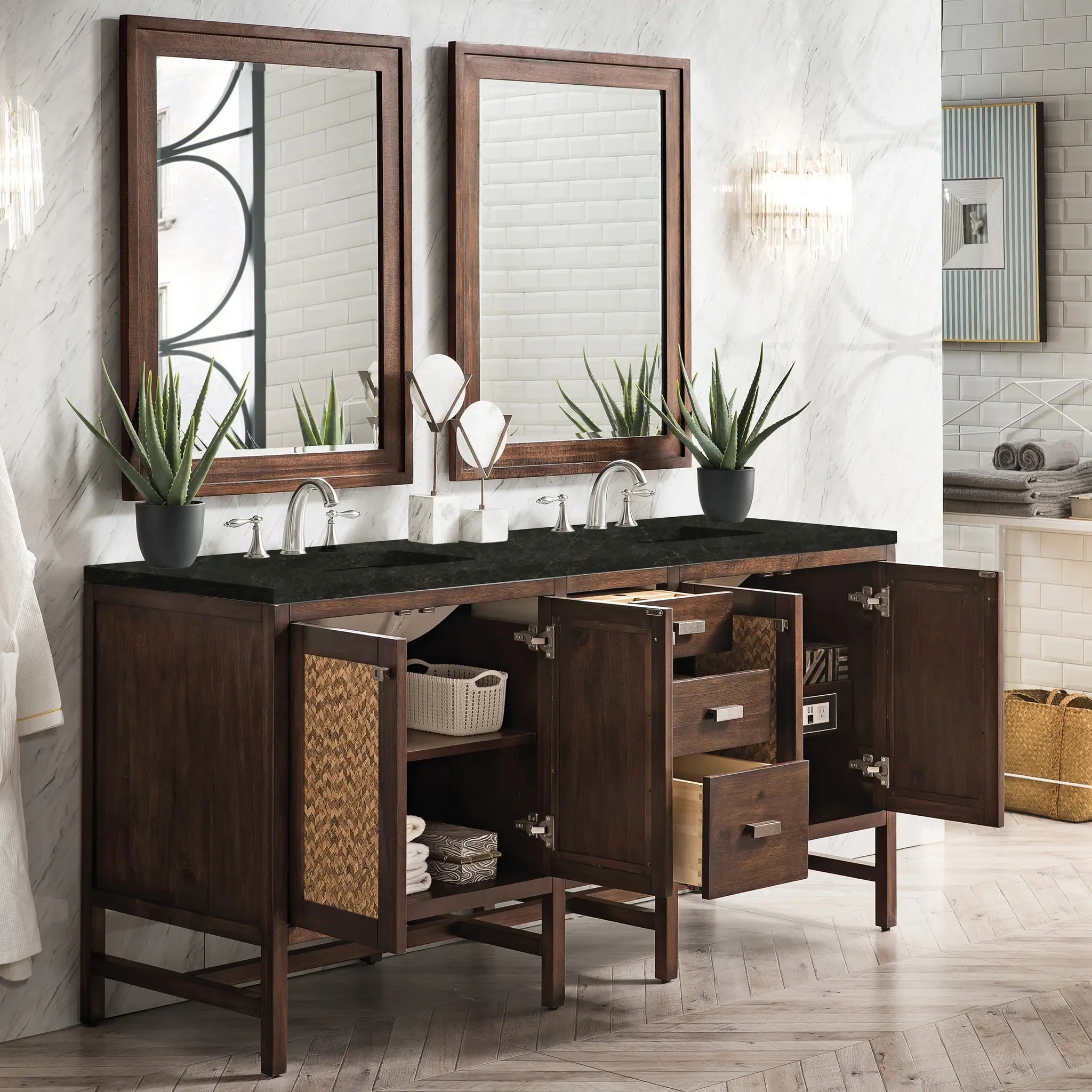 Addison 72 Double Vanity In Mid Century Acacia Standard Phantome Eclos 8 Widespread 3