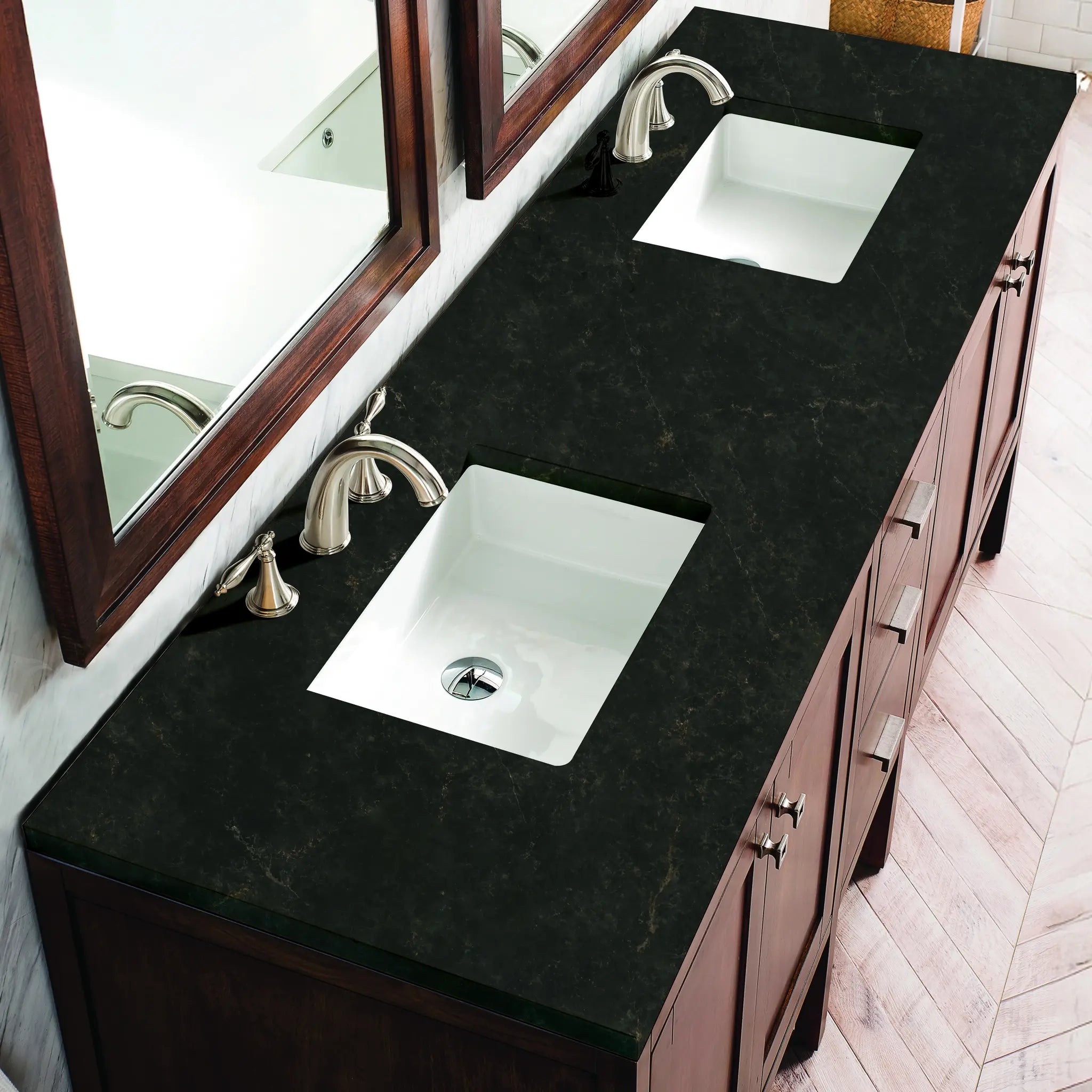 Addison 72 Double Vanity In Mid Century Acacia Standard Phantome Eclos 8 Widespread 4