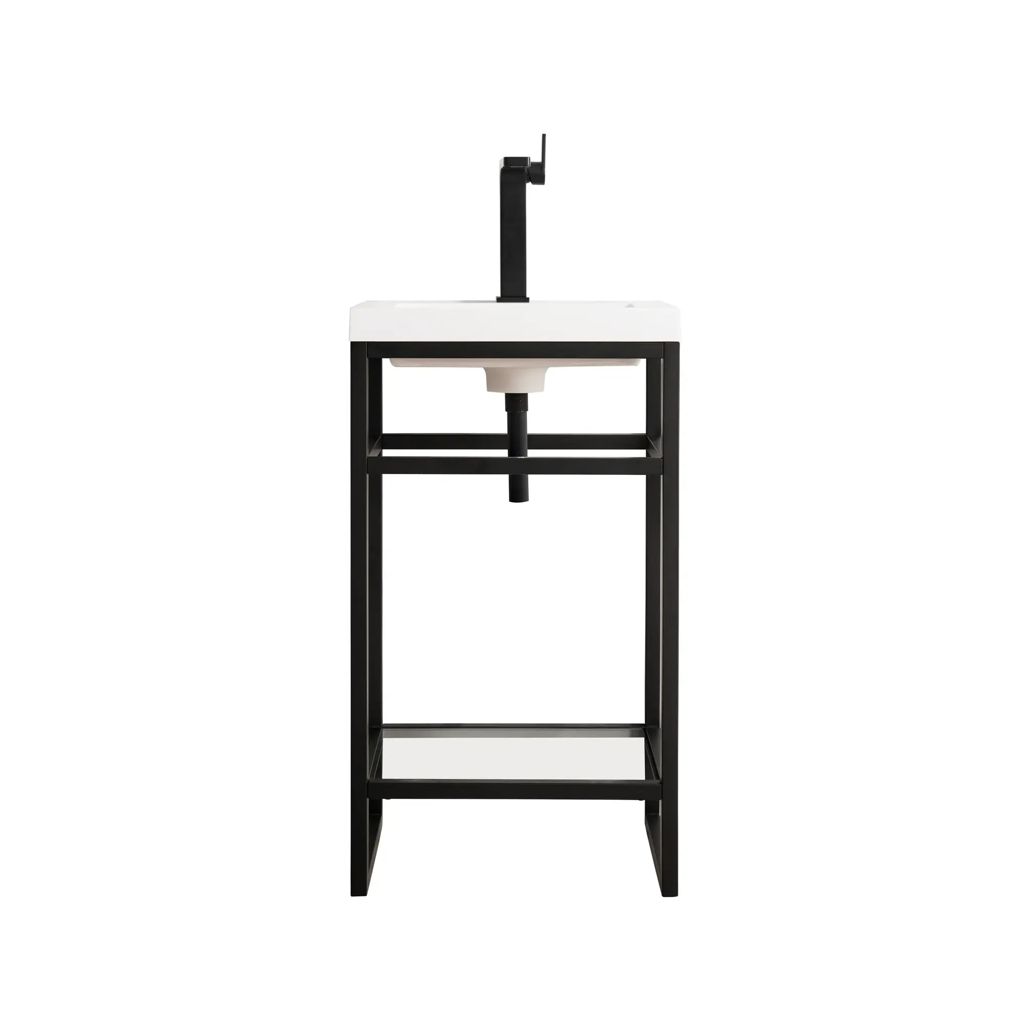 Boston 20" Single Console Vanity w/ White Glossy Composite Stone Top-Matte Black image