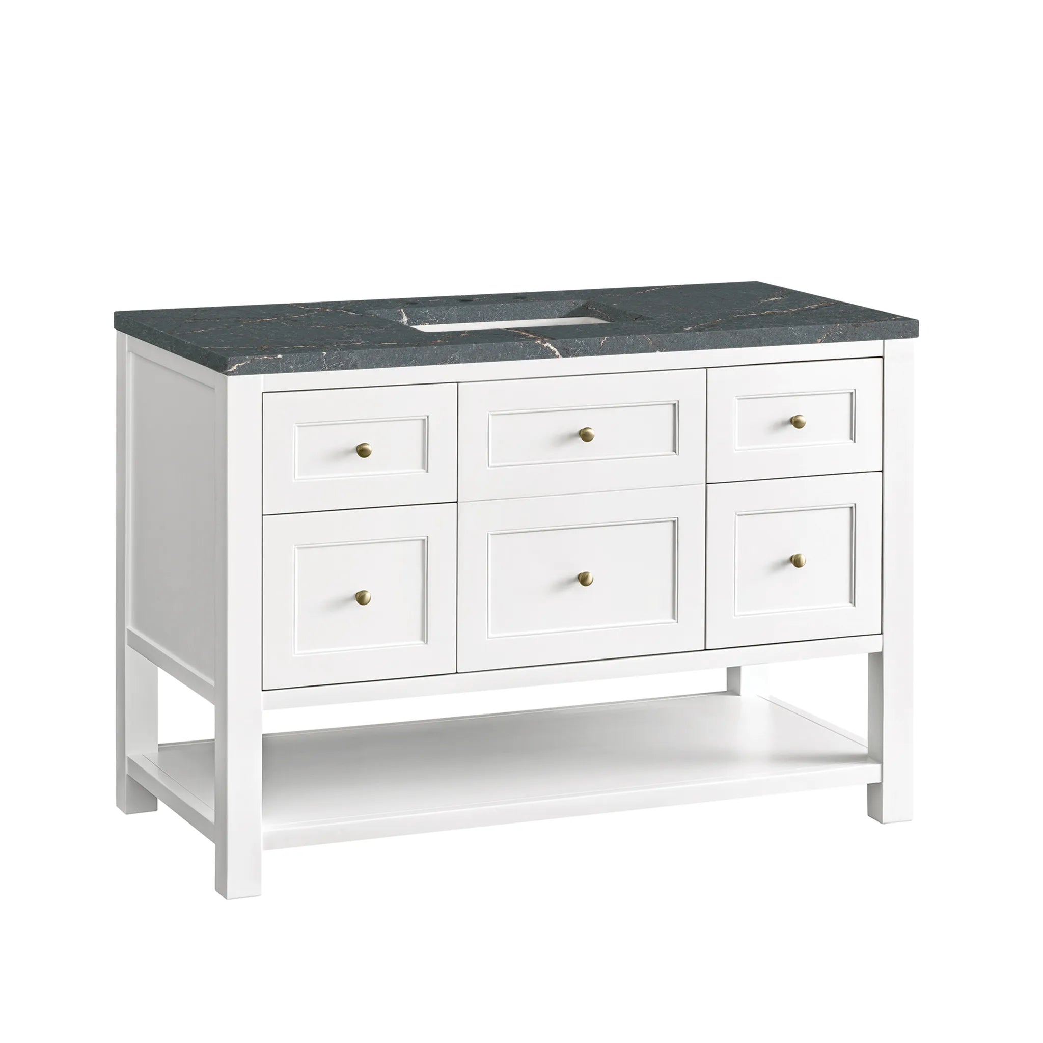 Breckenridge 48" Single Vanity in Bright White w/FreePower Wireless Charger-Parisien Bleu Silestone-8" Widespread image 8