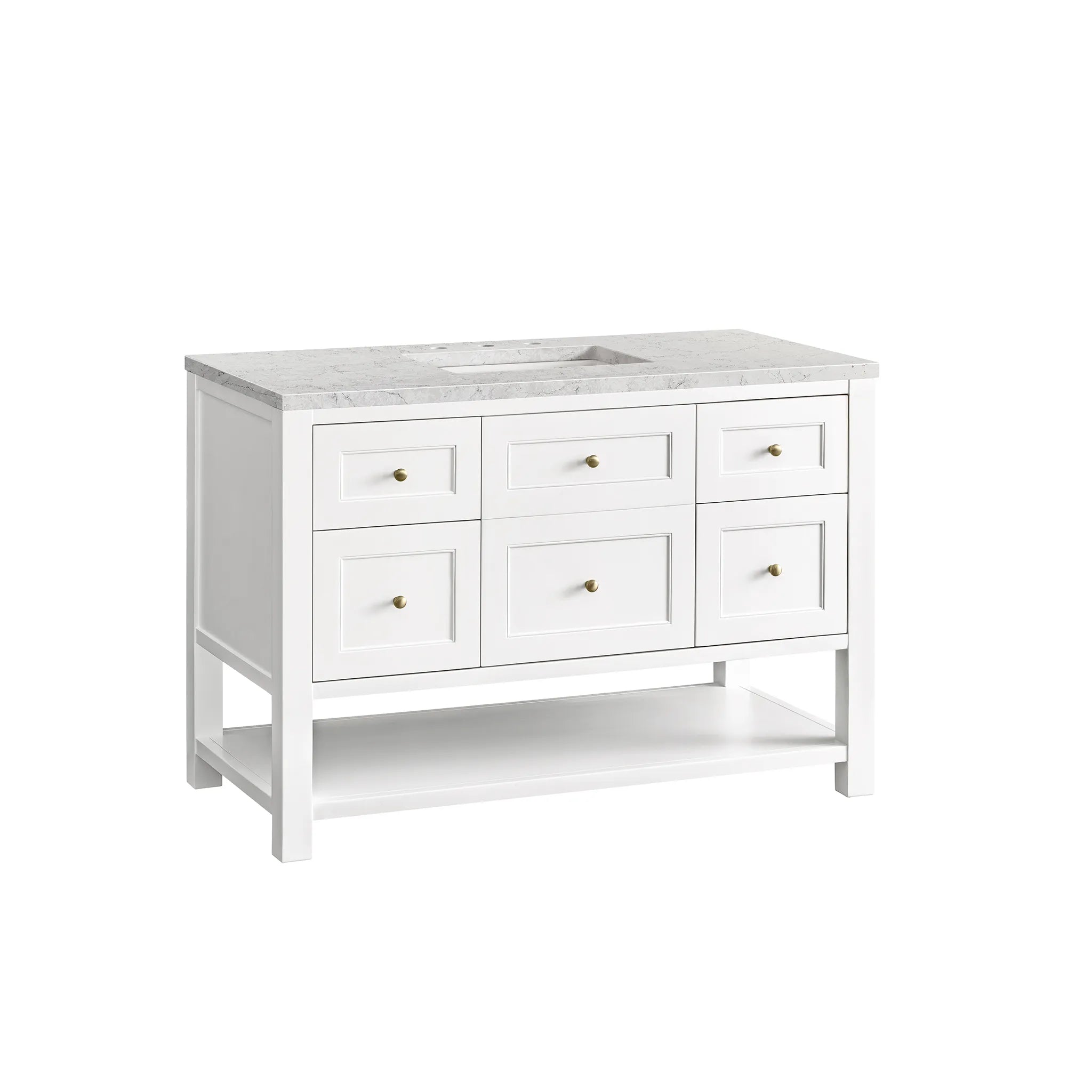 Breckenridge 48" Single Vanity in Bright White Wireless Charger-Eternal Jasmine Pearl Silestone-8" Widespread image 5