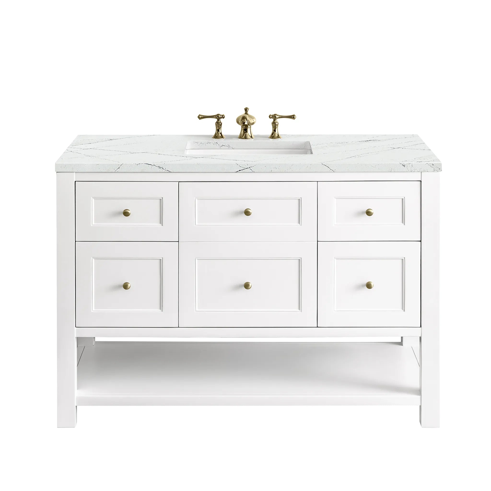 Breckenridge 48" Single Vanity in Bright White Wireless Charger-Ethereal Noctis Silestone-8" Widespread image
