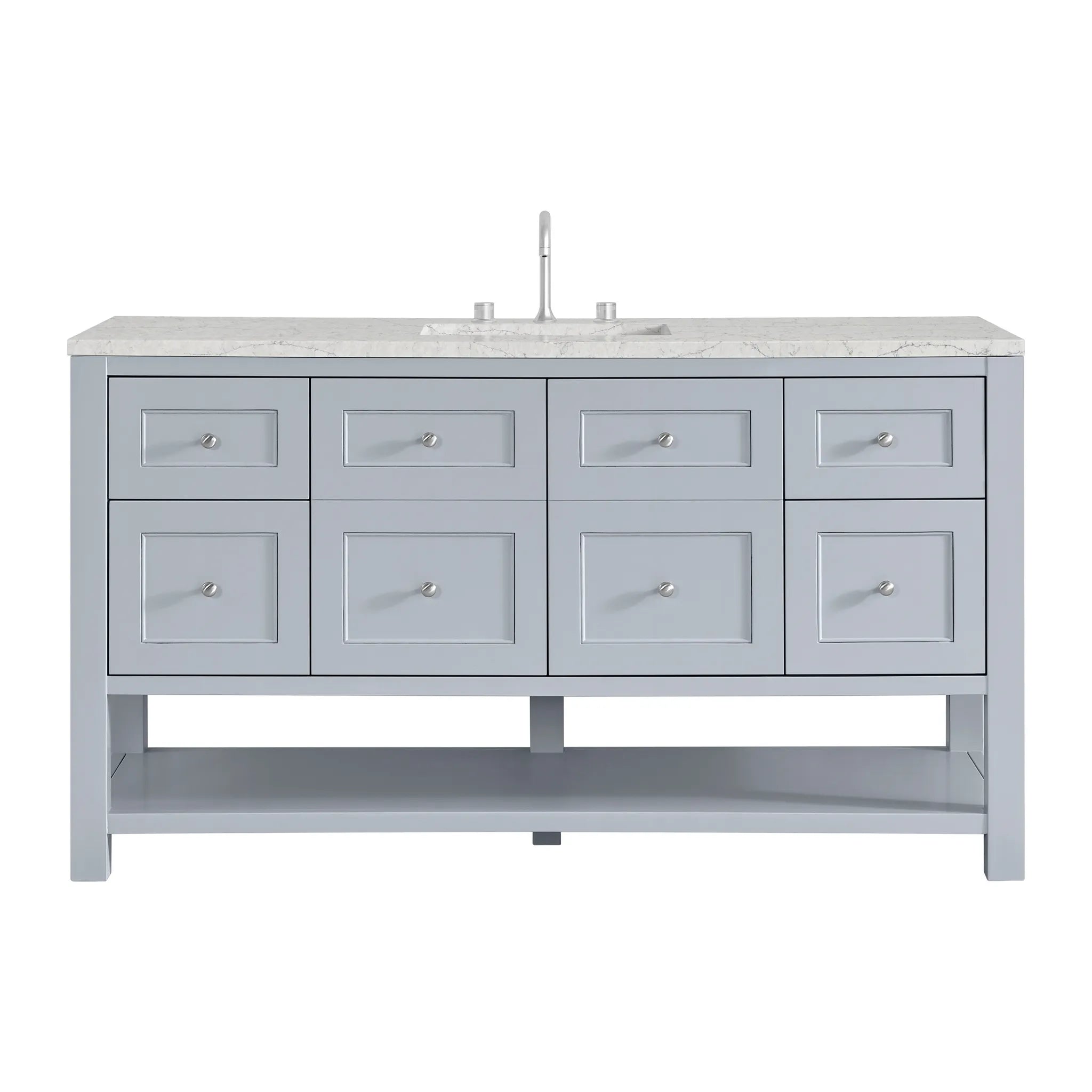Breckenridge 60" Single Vanity in Serenity Blue Wireless Charger-Eternal Jasmine Pearl Silestone-8" Widespread image