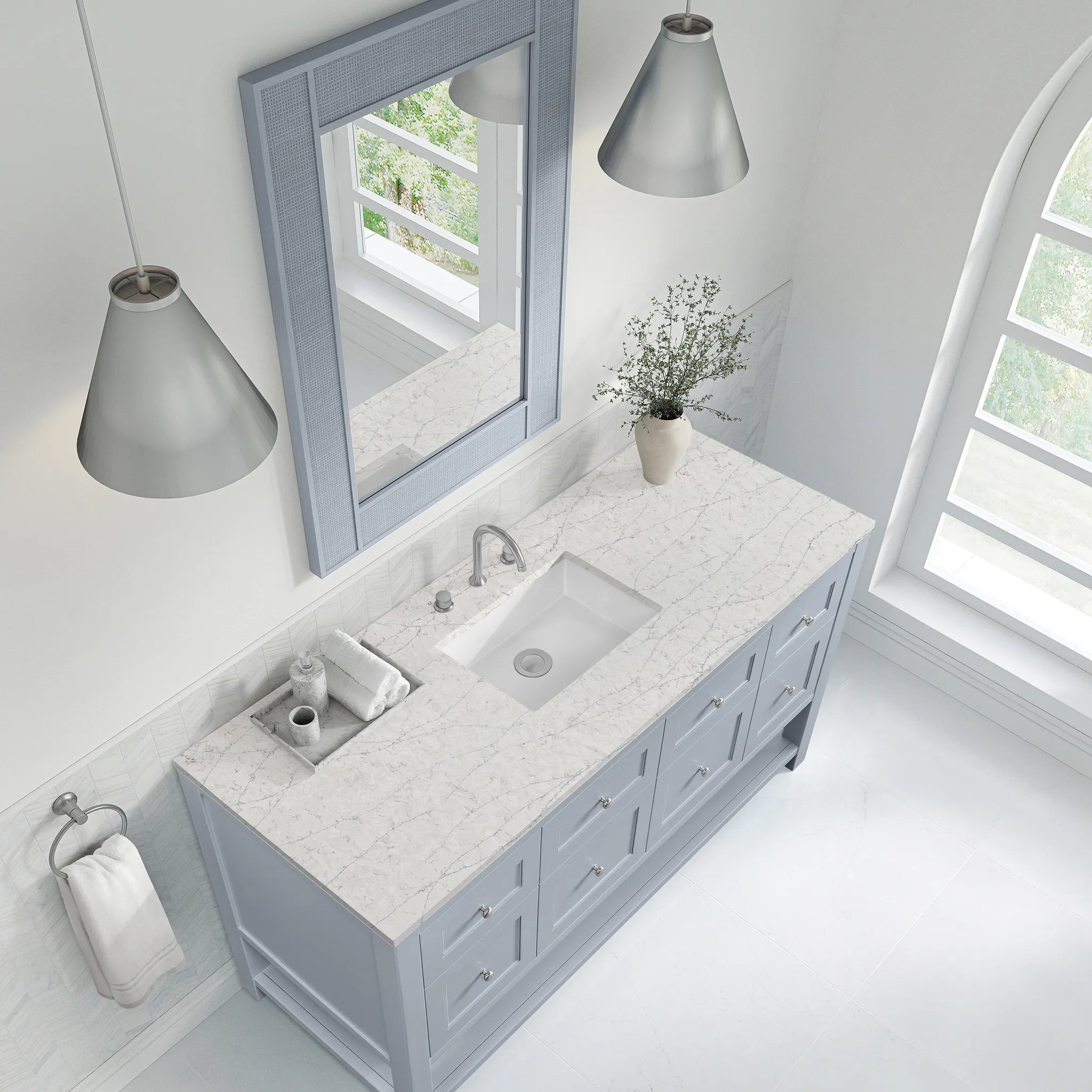 Breckenridge 60" Single Vanity in Serenity Blue Wireless Charger-Ethereal Noctis Silestone-8" Widespread image 8