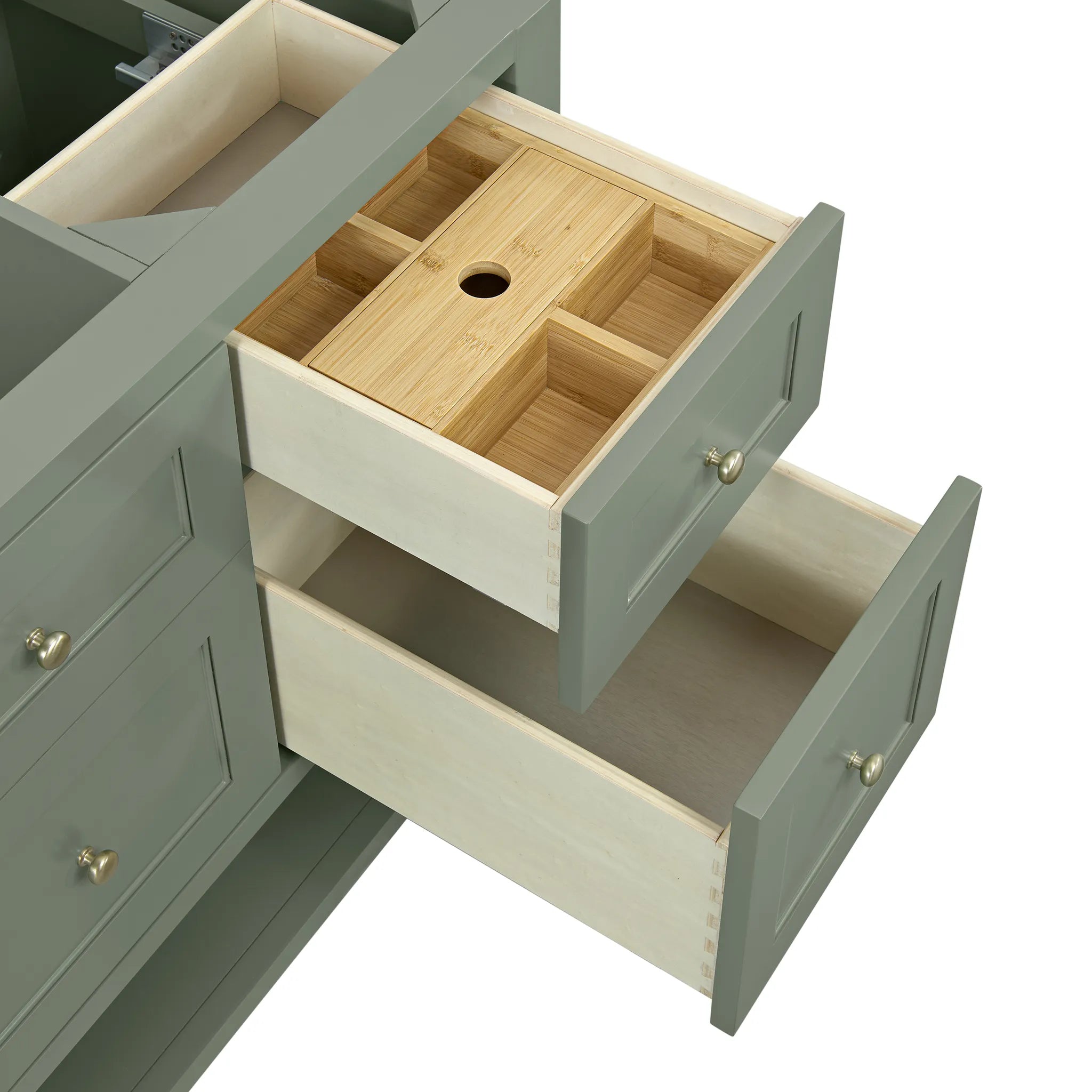 Breckenridge 60" Single Vanity in Smokey Celadon, Wireless Charger-Eternal Jasmine Pearl Silestone-8" Widespread image 10