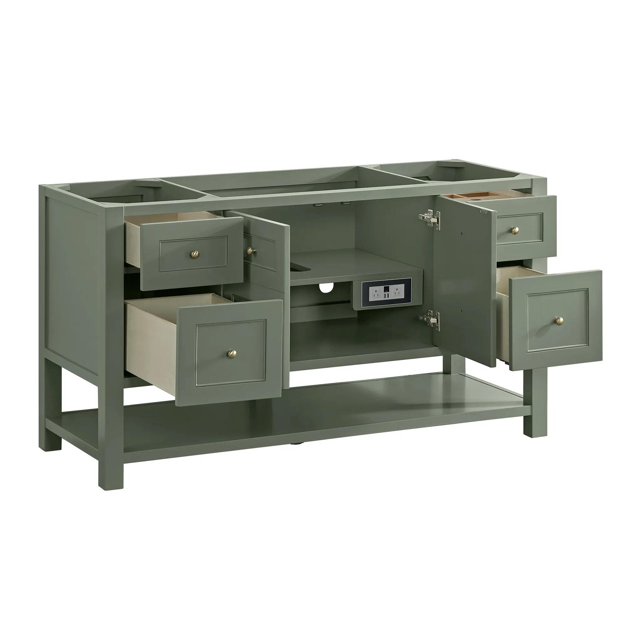 Breckenridge 60" Single Vanity in Smokey Celadon, Wireless Charger-Eternal Jasmine Pearl Silestone-8" Widespread image 9