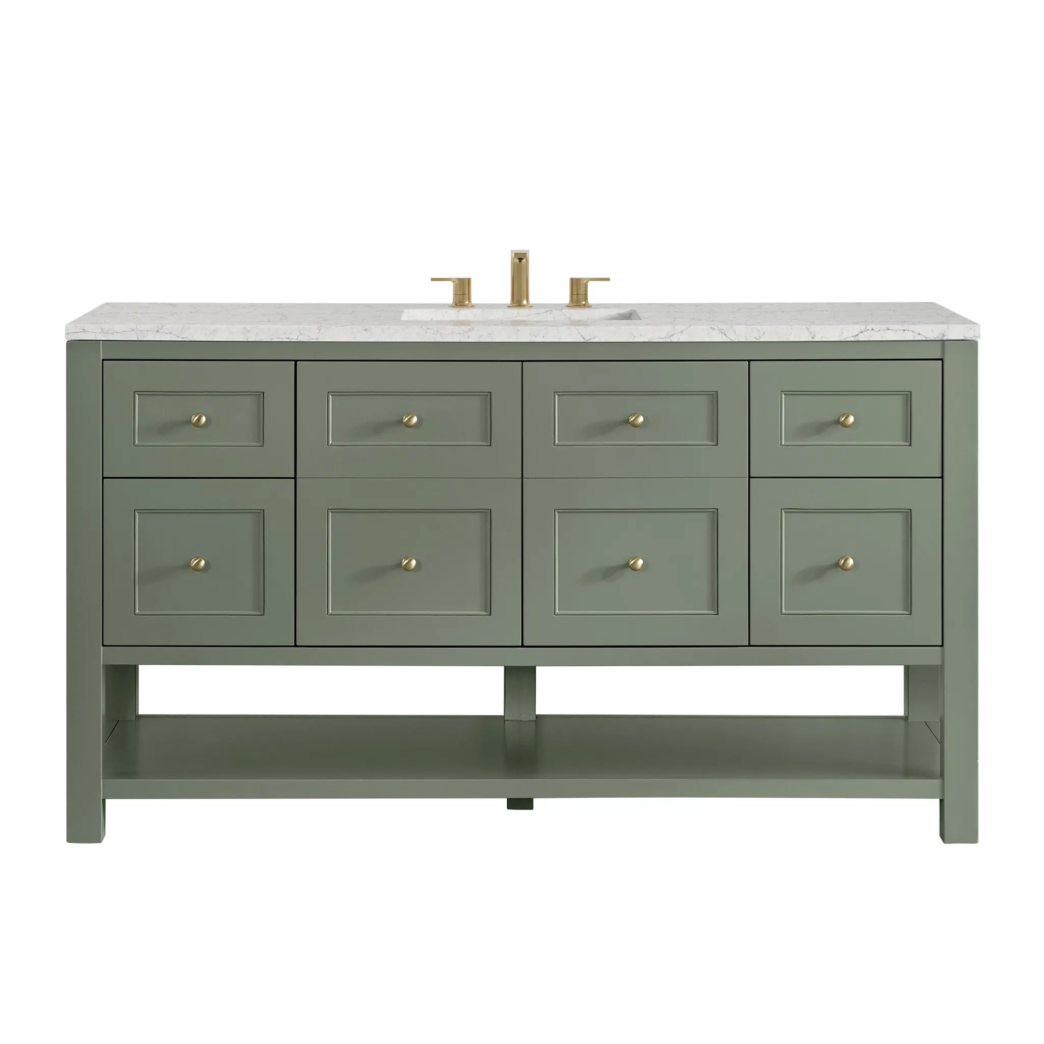 Breckenridge 60" Single Vanity in Smokey Celadon, Wireless Charger-Eternal Jasmine Pearl Silestone-8" Widespread image