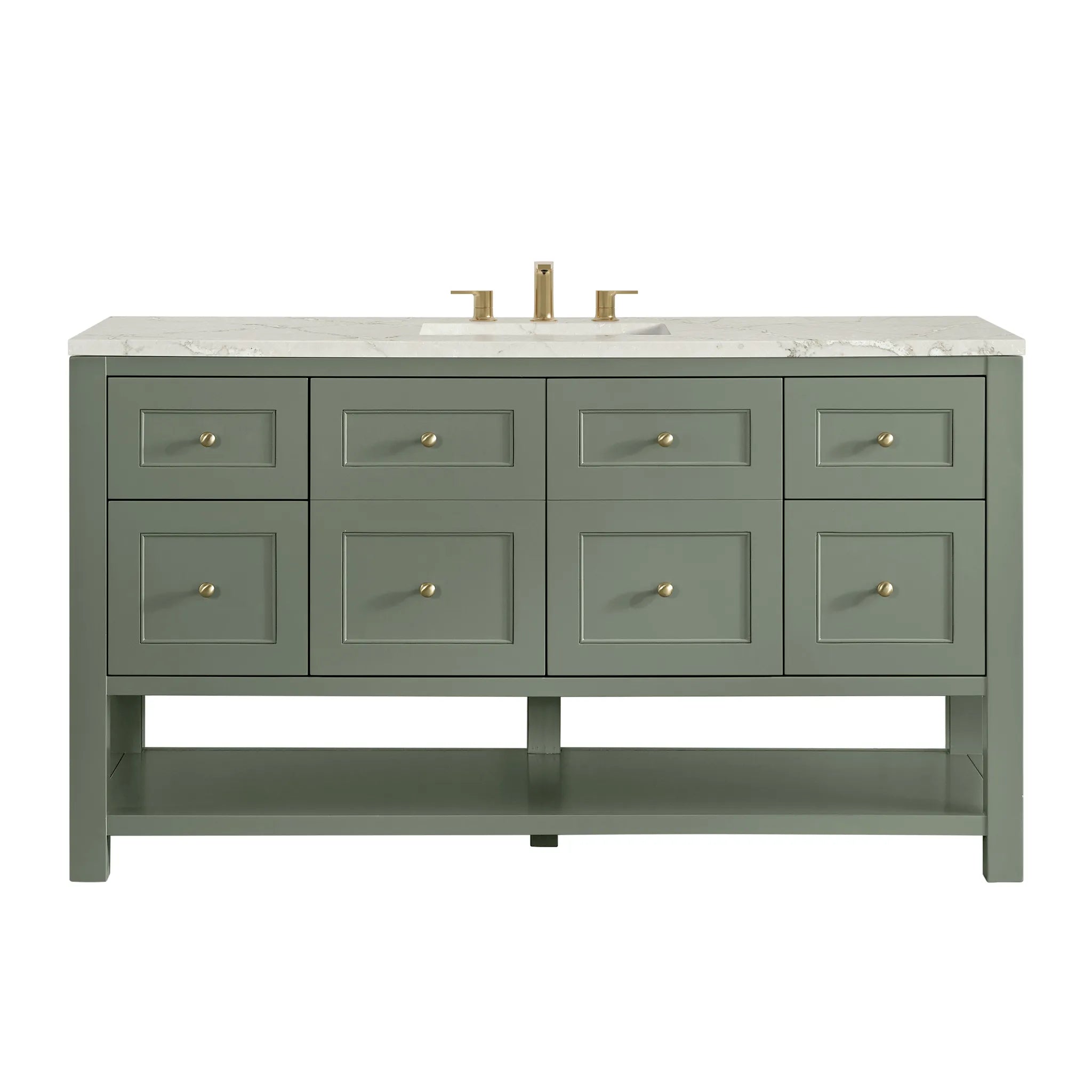 Breckenridge 60" Single Vanity in Smokey Celadon, Wireless Charger-Victorian Silver Silestone-8" Widespread image