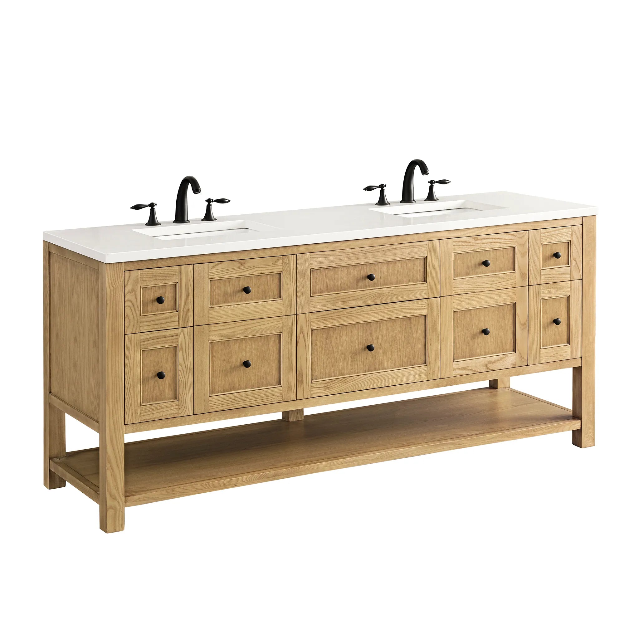 Breckenridge 72" Double Vanity in Light Natural Oak-White Zeus Silestone-8" Widespread image 10