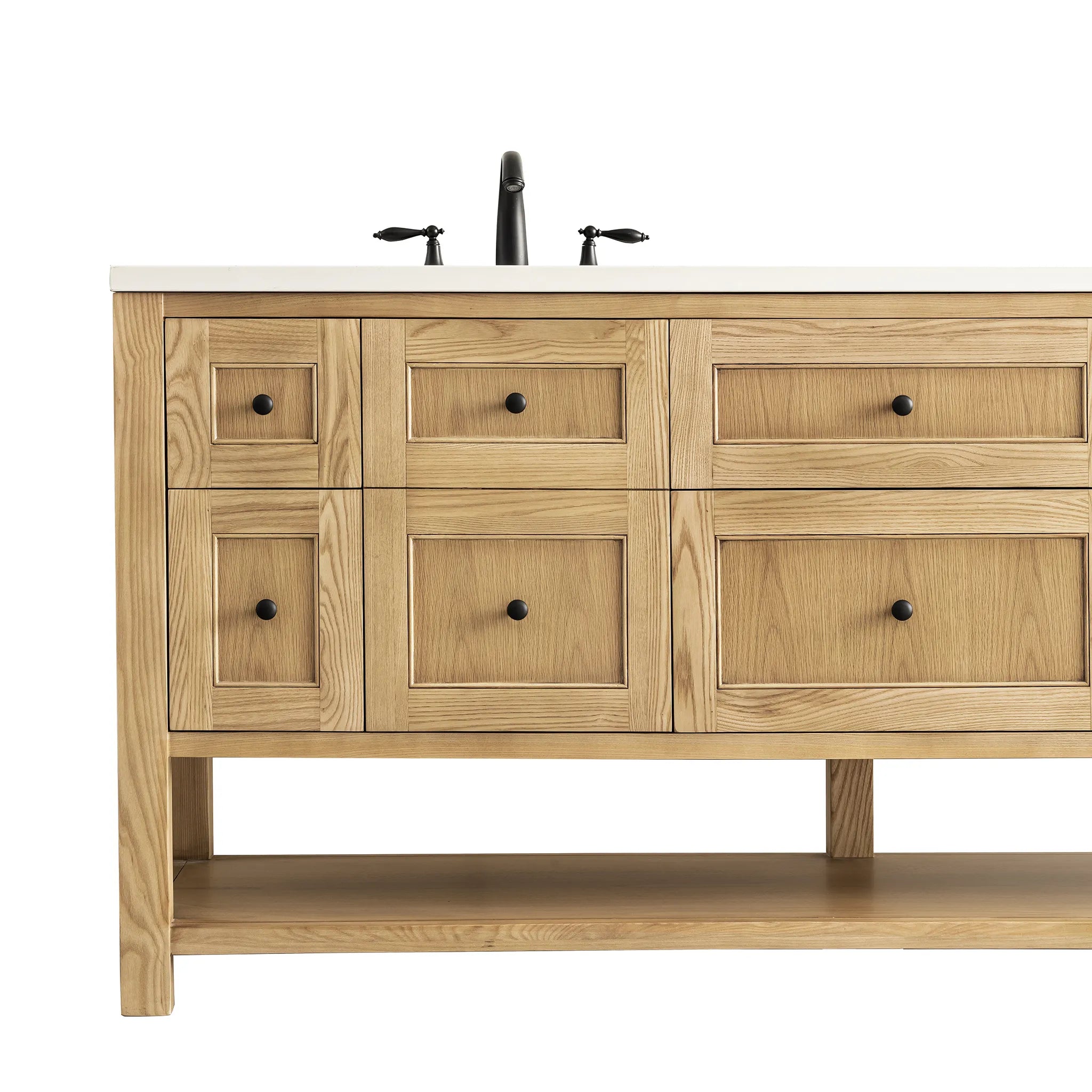 Breckenridge 72" Double Vanity in Light Natural Oak-White Zeus Silestone-8" Widespread image 11