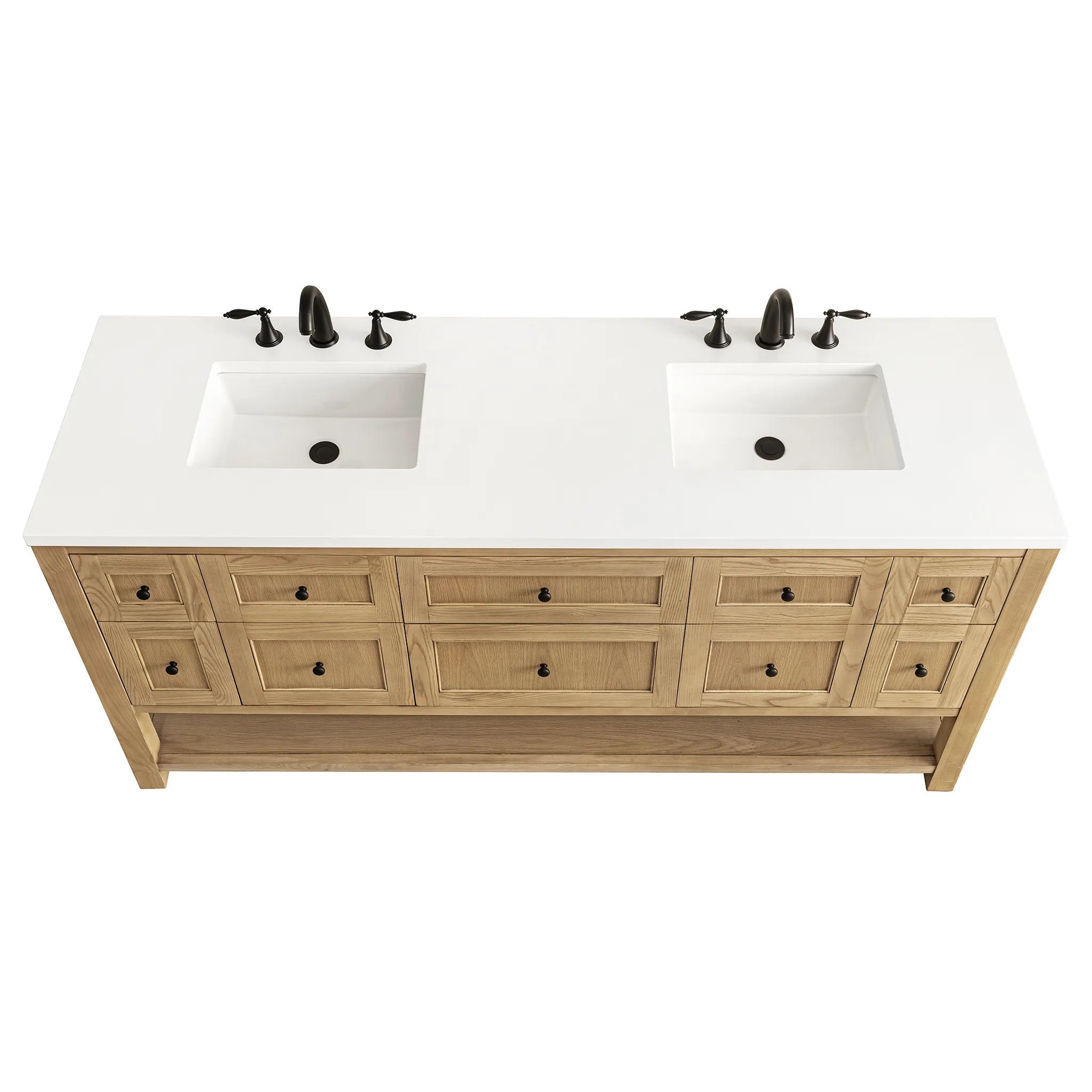 Breckenridge 72" Double Vanity in Light Natural Oak-White Zeus Silestone-8" Widespread image 7