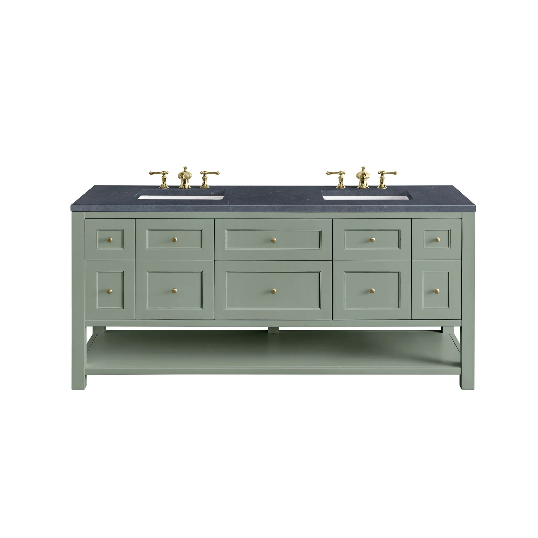 Breckenridge 72" Double Vanity in Smokey Celadon-Charcoal Soapstone Silestone-8" Widespread image