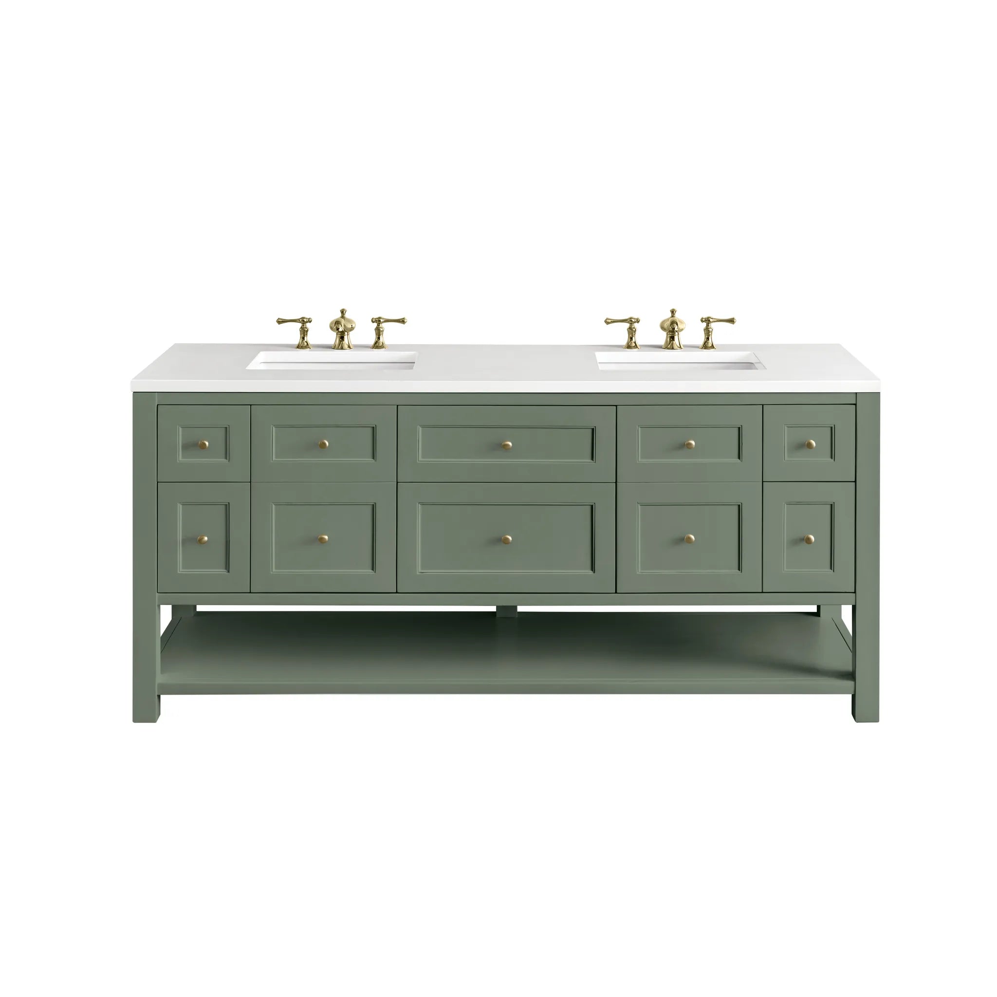 Breckenridge 72" Double Vanity in Smokey Celadon-White Zeus Silestone-8" Widespread image