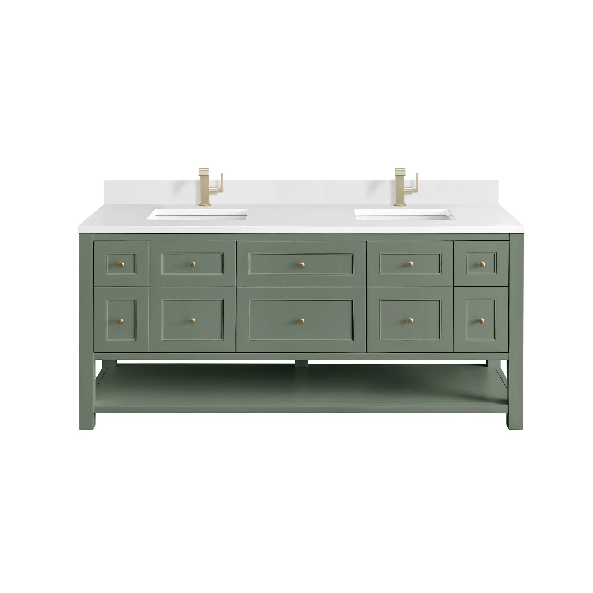 Breckenridge 72" Double Vanity in Smokey Celadon-White Zeus Silestone & Backsplash-Single Hole image