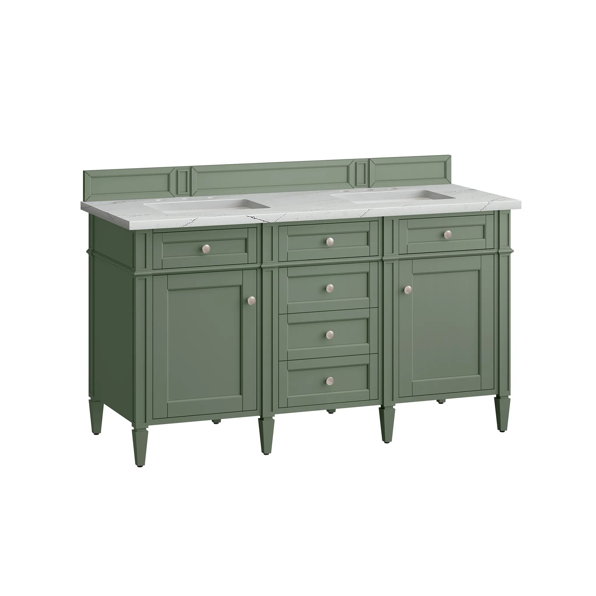 Brittany 60" Double Vanity in Smokey Celadon w/FreePower Wireless Charger-Ethereal Noctis Silestone-8" Widespread image 9