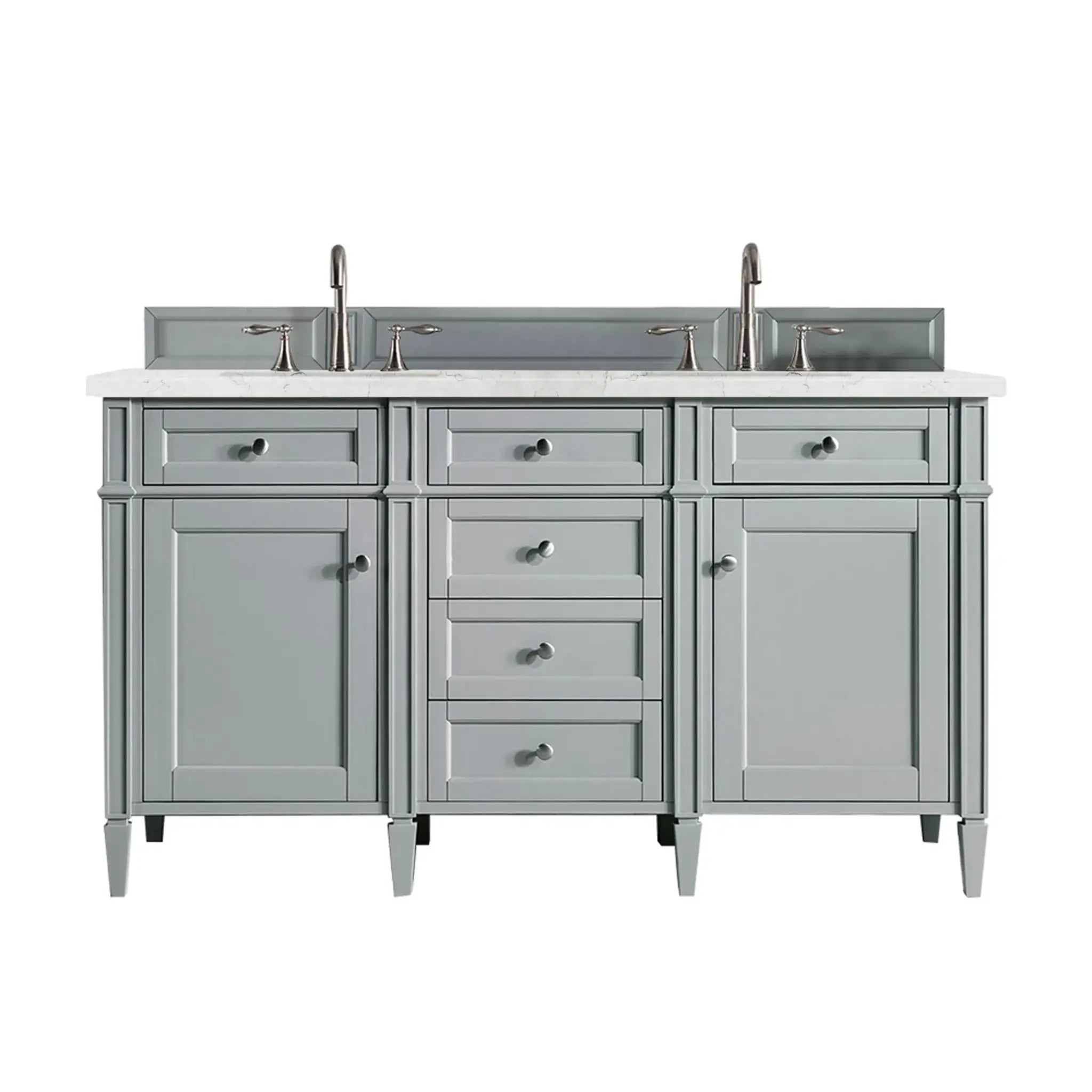 Brittany 60" Double Vanity in Urban Gray Wireless Charger-Eternal Jasmine Pearl Silestone-8" Widespread image
