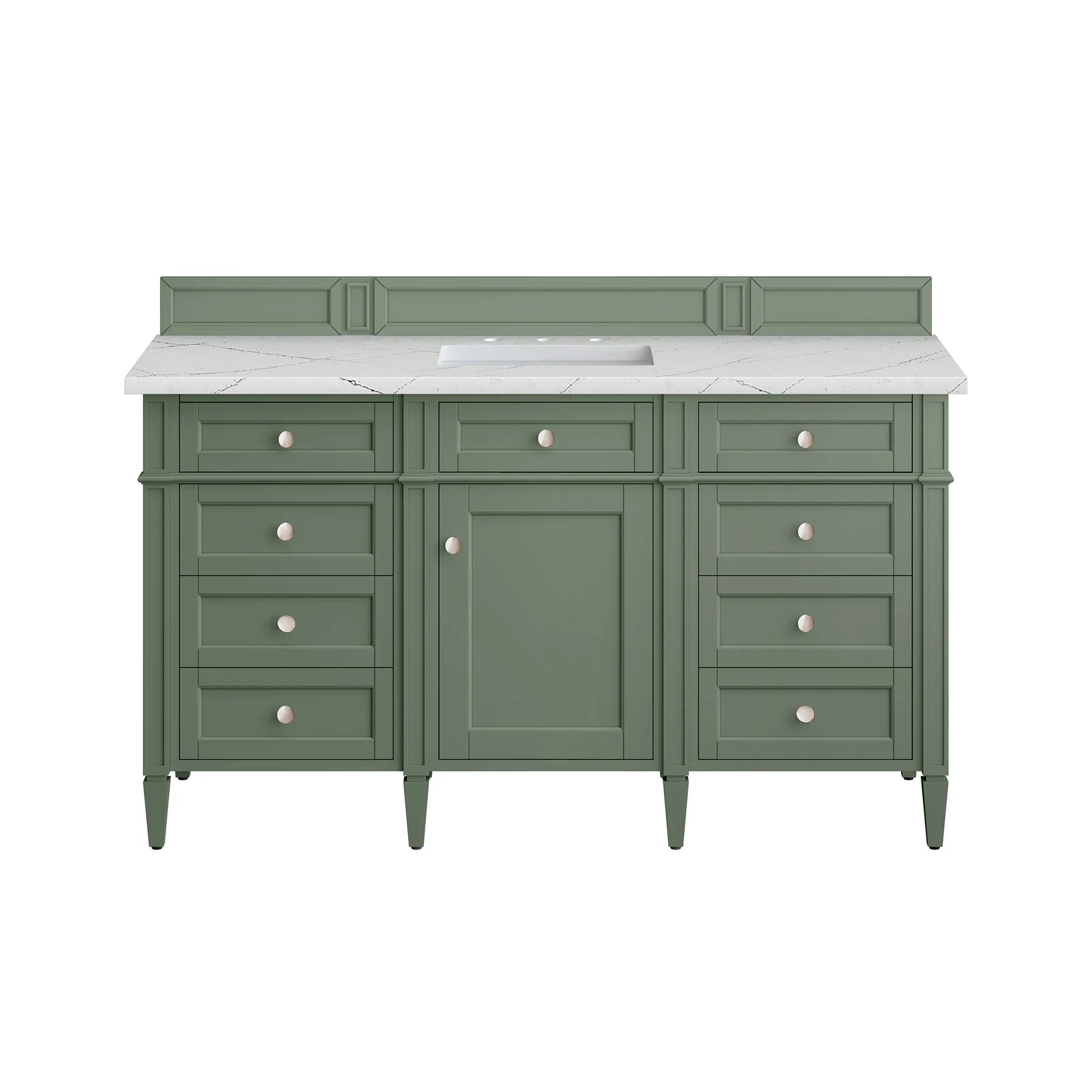 Brittany 60" Single Vanity in Smokey Celadon w/FreePower Wireless Charger-Ethereal Noctis Silestone-8" Widespread image 1