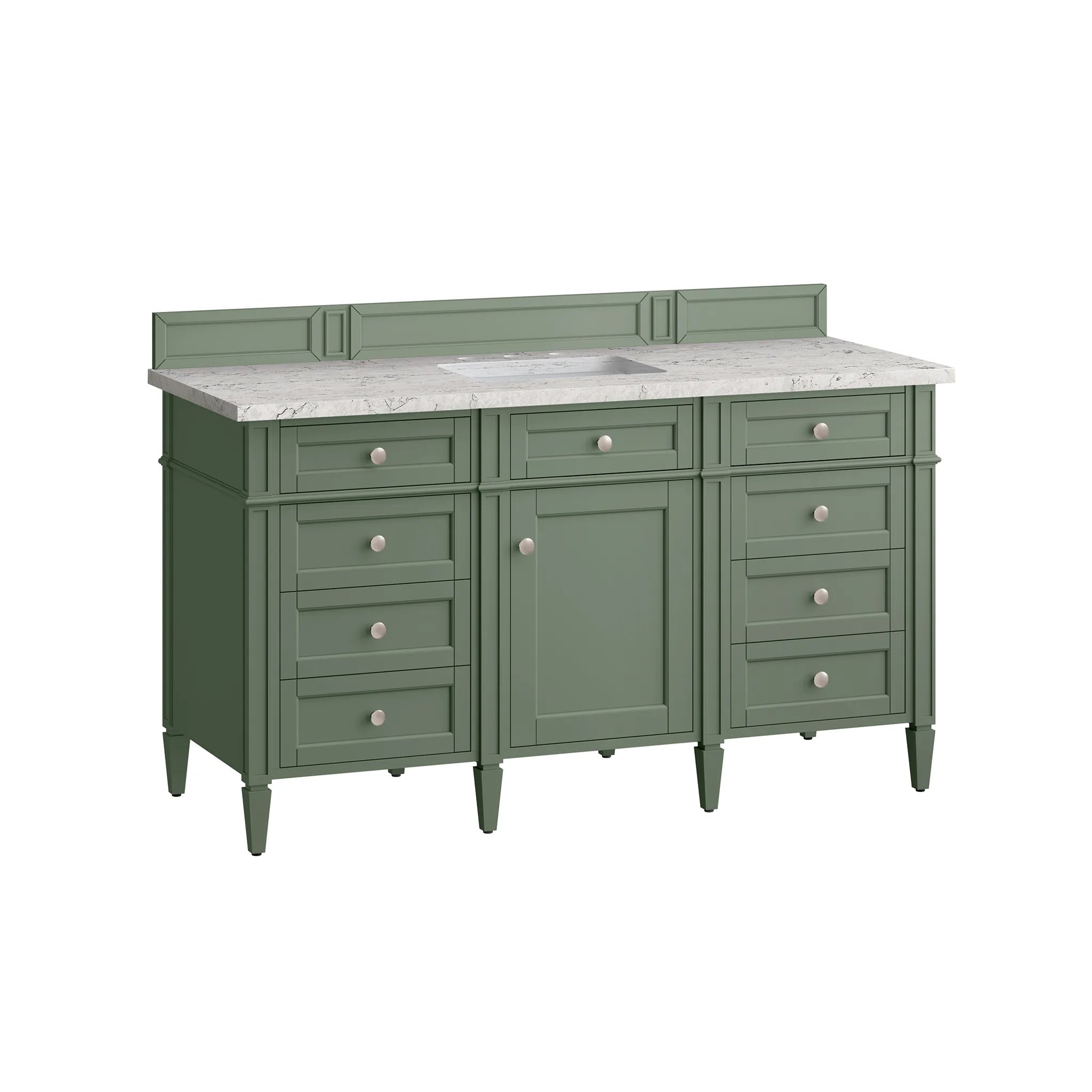 Brittany 60" Single Vanity in Smokey Celadon Wireless Charger-Eternal Jasmine Pearl Silestone-8" Widespread image 8