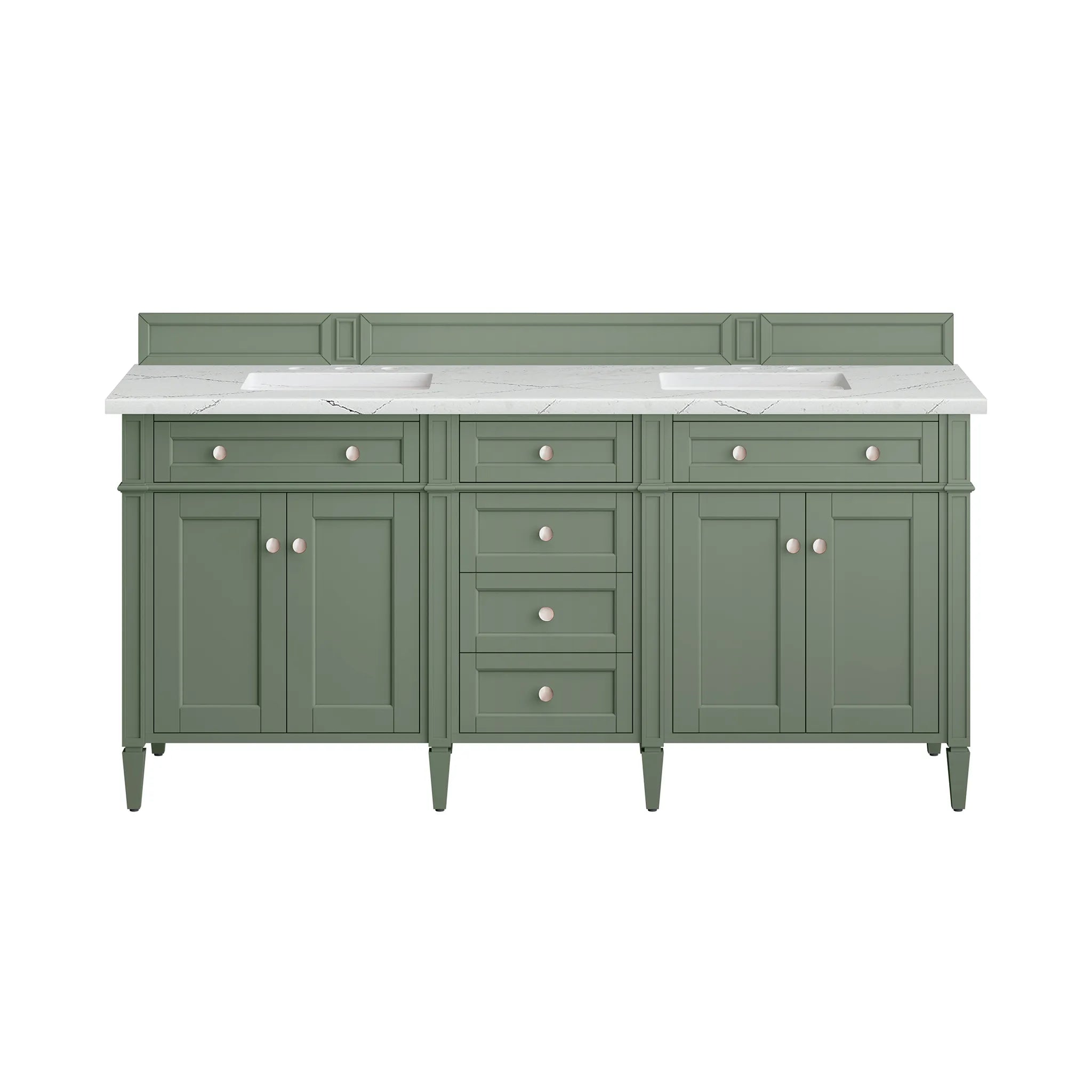 Brittany 72" Double Vanity in Smokey Celadon w/FreePower Wireless Charger-Ethereal Noctis Silestone-8" Widespread image 1