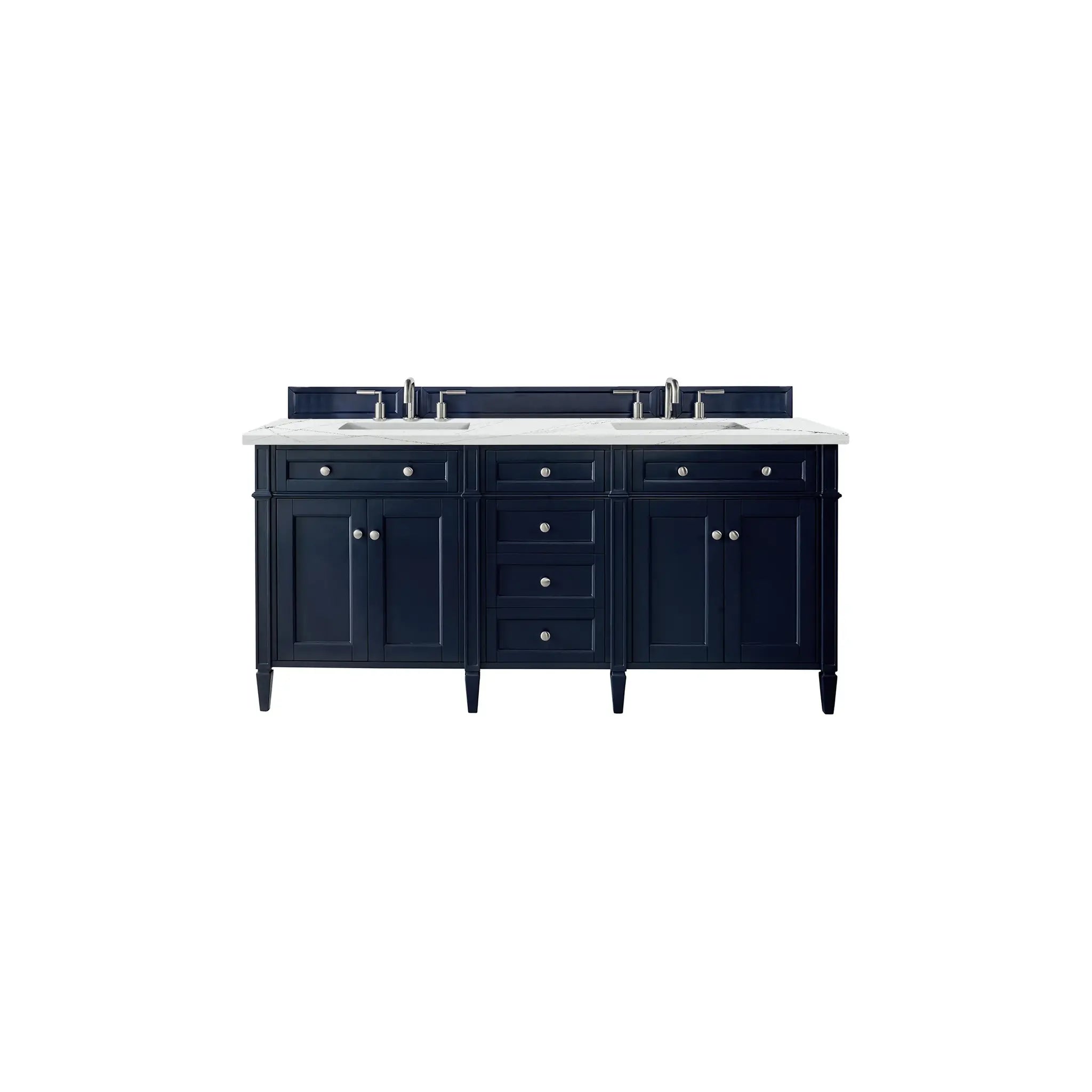Brittany 72" Double Vanity in Victory Blue w/FreePower Wireless Charger-Ethereal Noctis Silestone-8" Widespread image