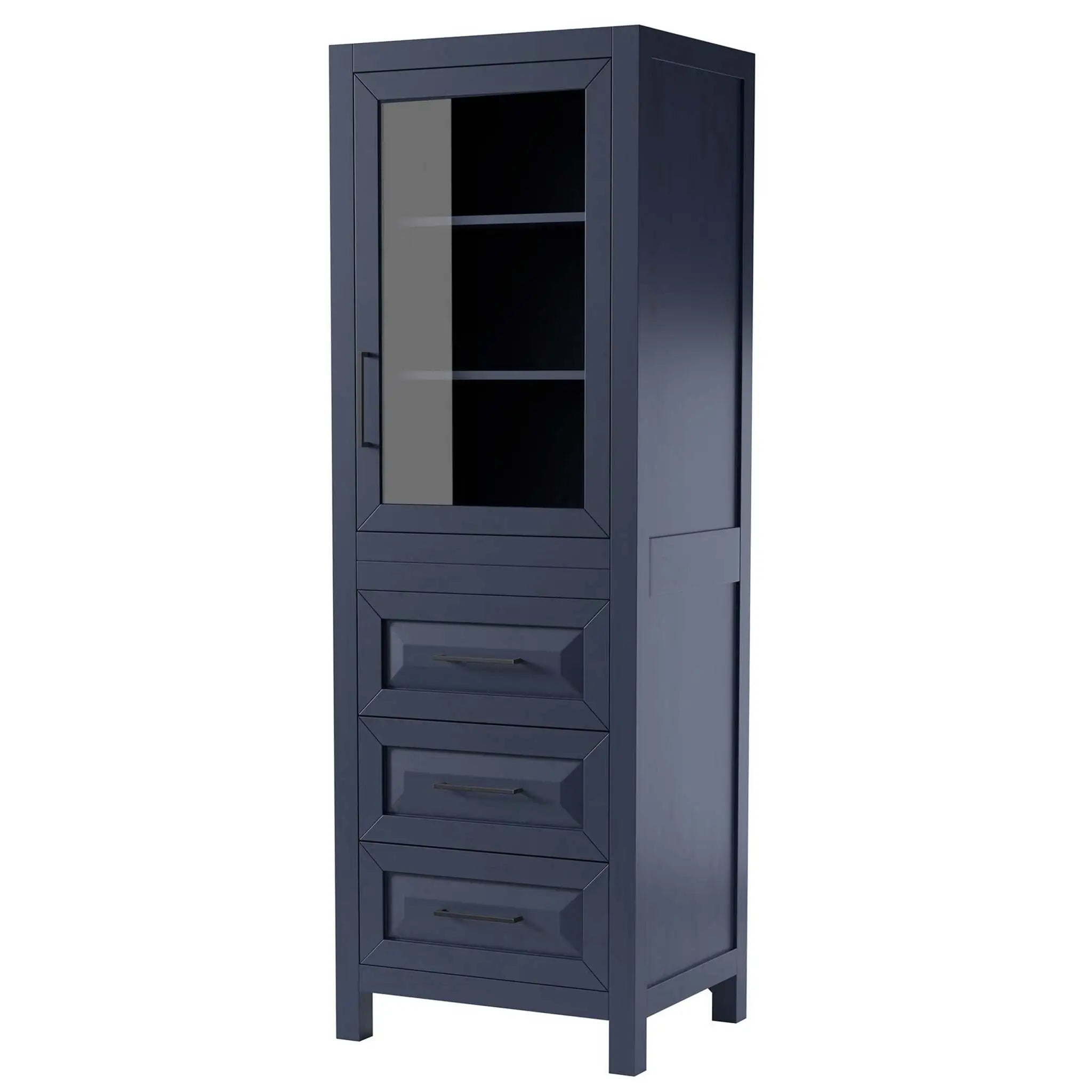 Dark Blue Bathroom Linen Tower Cabinet - Daria by Wyndham (WCV2525LTBB) image