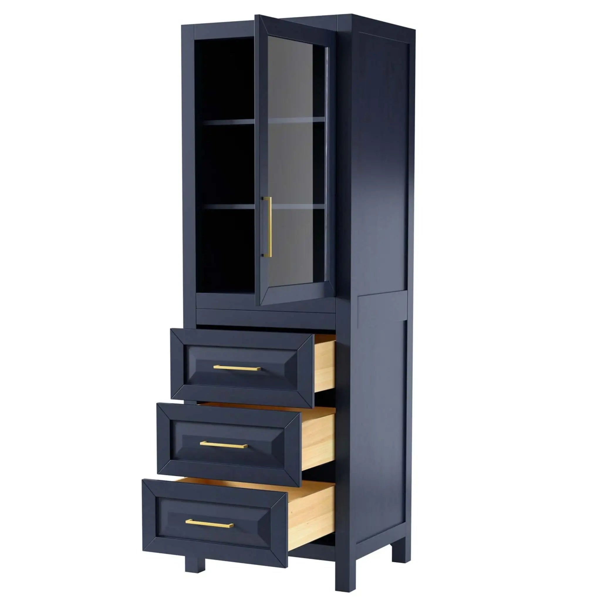 Dark Blue Bathroom Linen Tower Cabinet - Daria by Wyndham (WCV2525LTBL) image 1