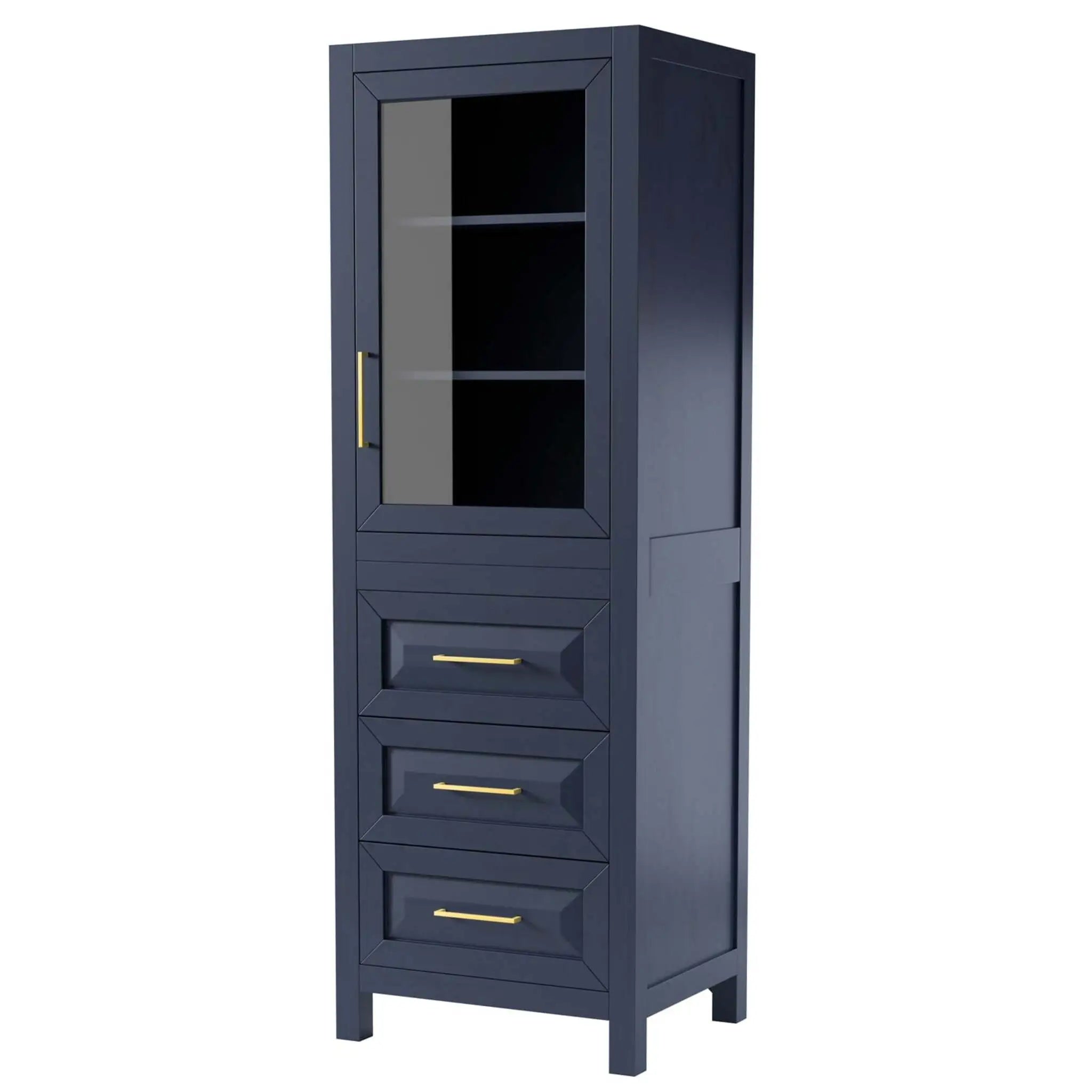 Dark Blue Bathroom Linen Tower Cabinet - Daria by Wyndham (WCV2525LTBL) image