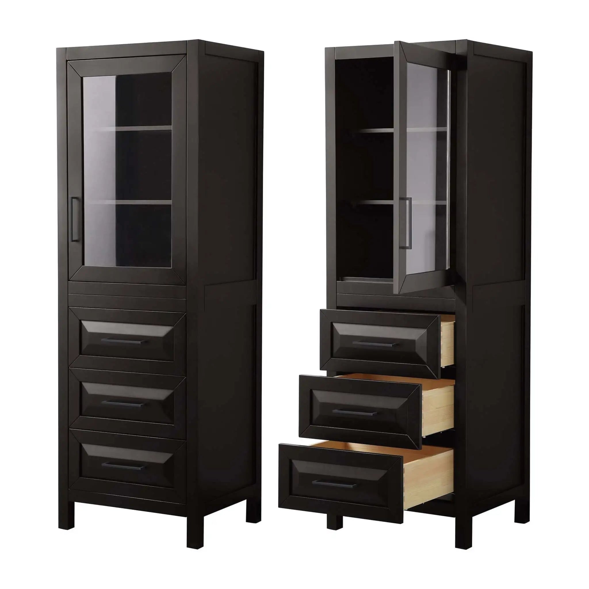 Dark Espresso Bathroom Linen Tower Cabinet - Daria by Wyndham (WCV2525LTEB) image 2