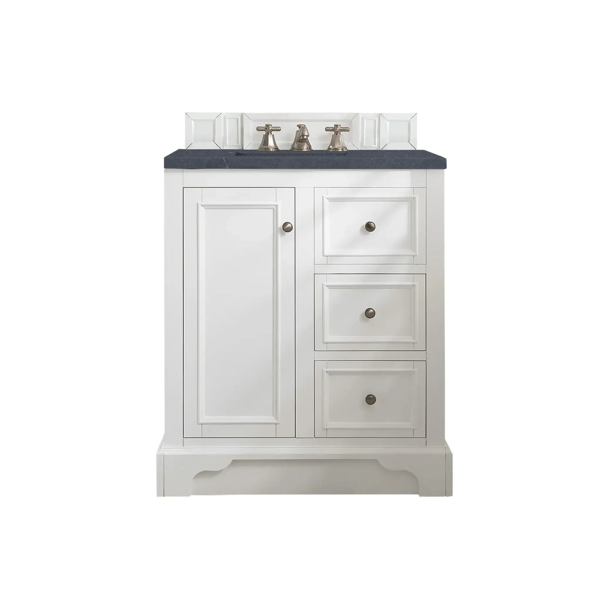 De Soto 30" Single Vanity in Bright White-Charcoal Soapstone Silestone-8" Widespread image