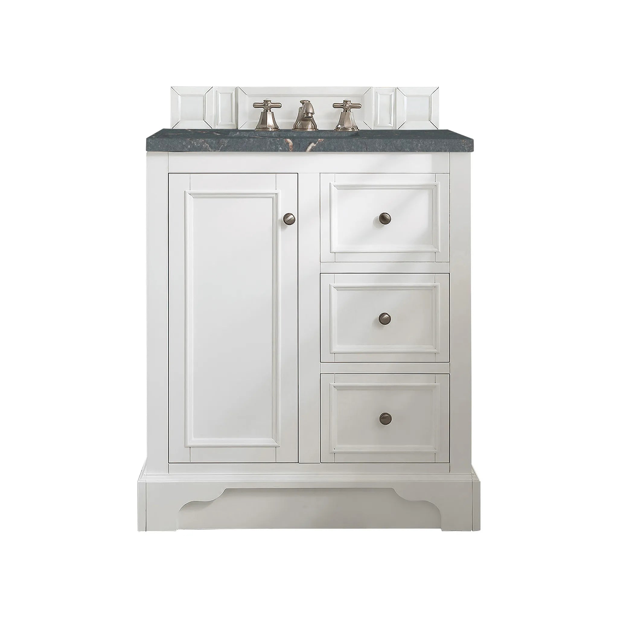 De Soto 30" Single Vanity in Bright White-Parisien Bleu Silestone-8" Widespread image