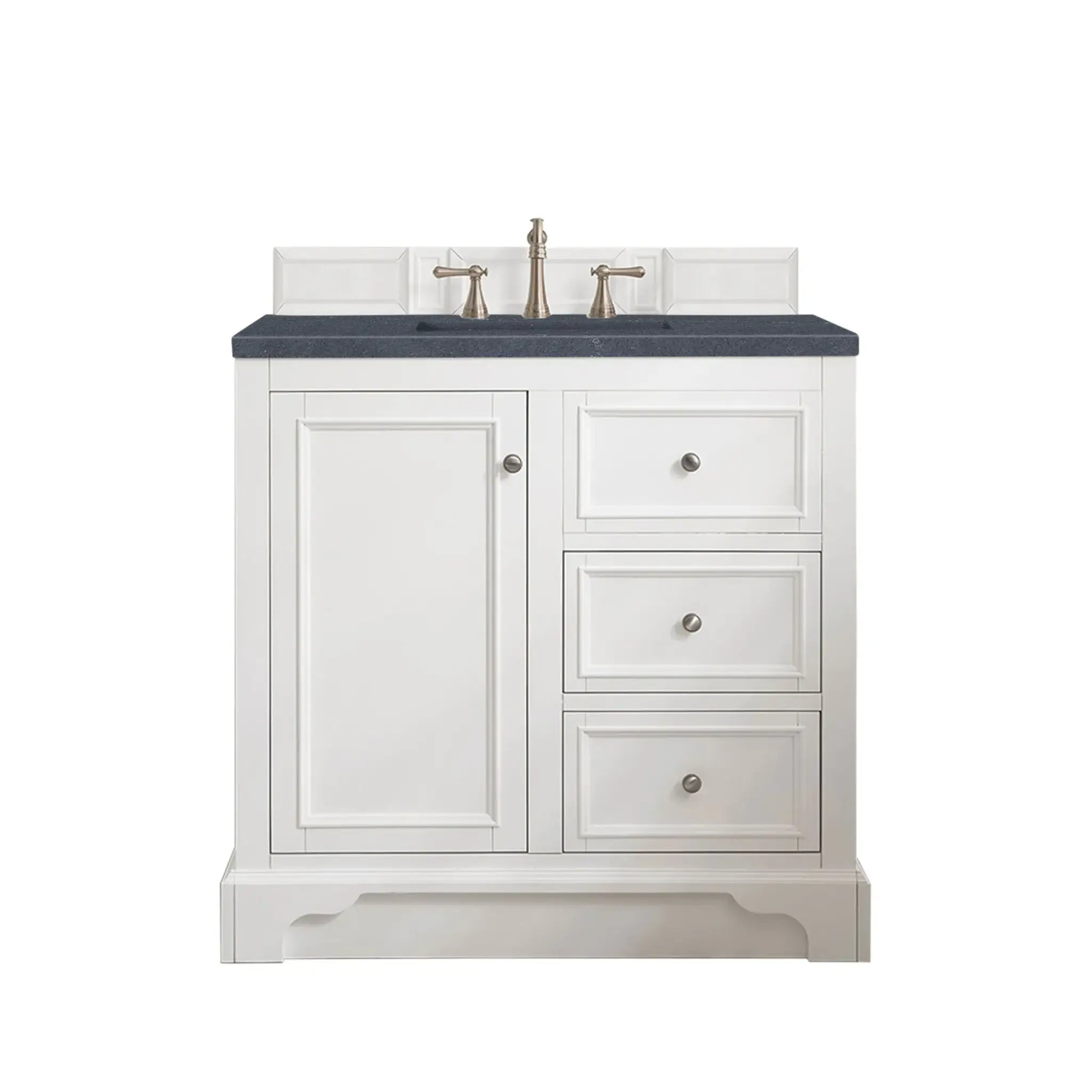 De Soto 36" Single Vanity in Bright White-Charcoal Soapstone Silestone-8" Widespread image