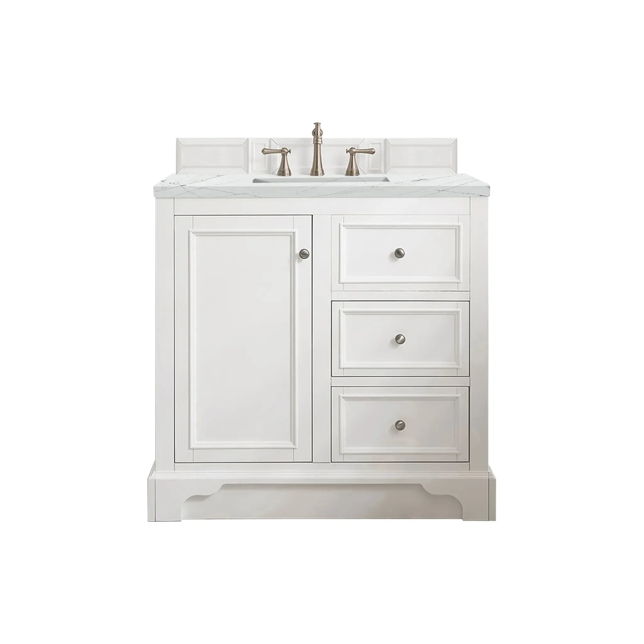 De Soto 36" Single Vanity in Bright White-Ethereal Noctis Silestone-8" Widespread image